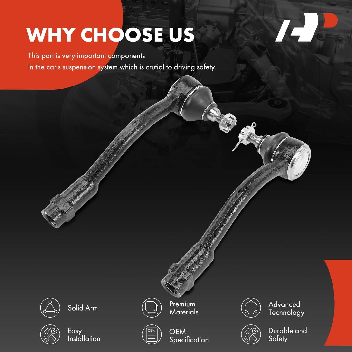 A-Premium 2 x Front Outer Tie Rod Ends, Compatible with Kia Soul 2010 2011 2012 2013