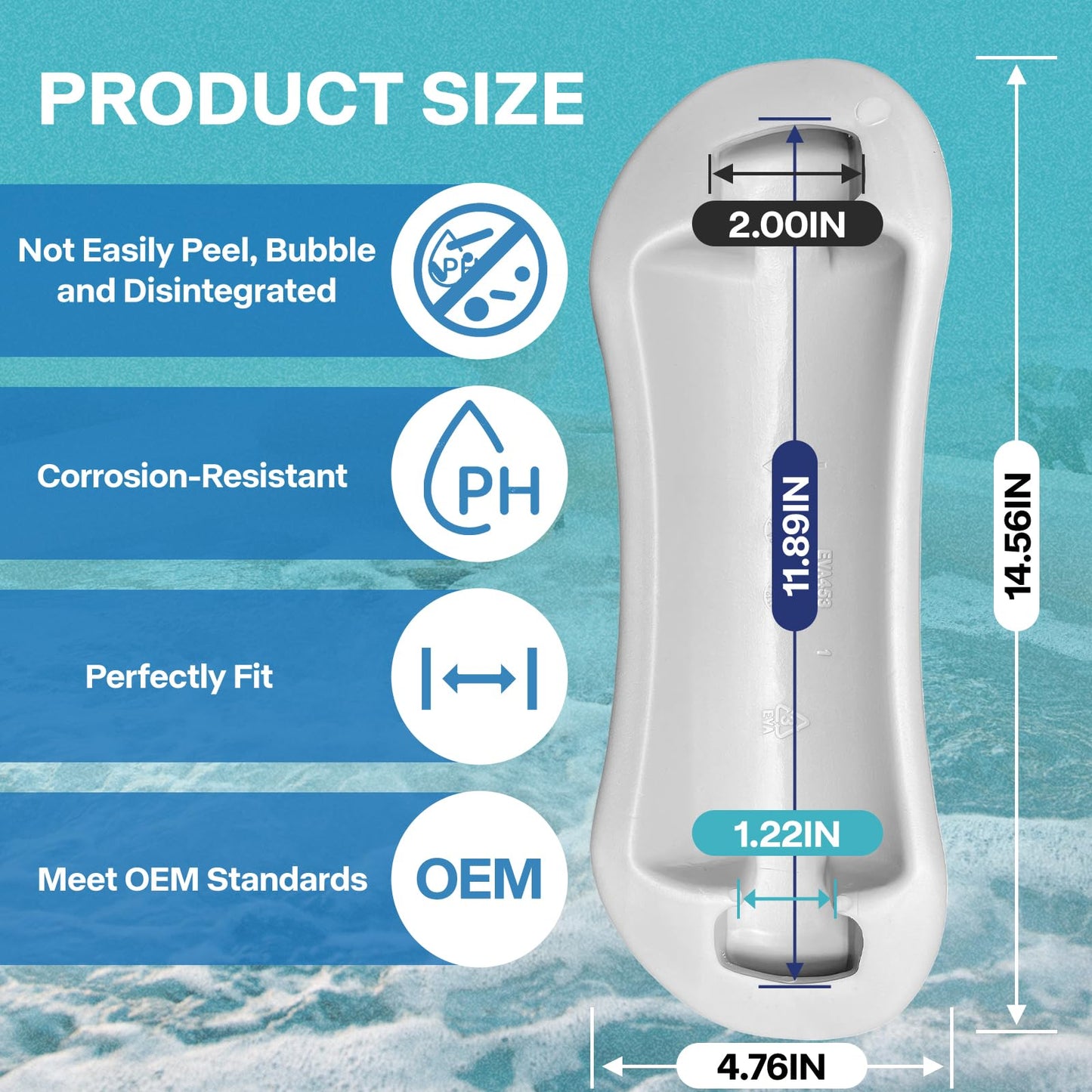 2-PACK 74316 74317 Spa Neck Pillow for Hot Spring Highlife Series Spas from Mid-Year 2007 through 2013, 14.5"L x 4.75"W Cool Gray Hot Tub Spa Head Rest Pillows for Watkin Five Years Free Replacement