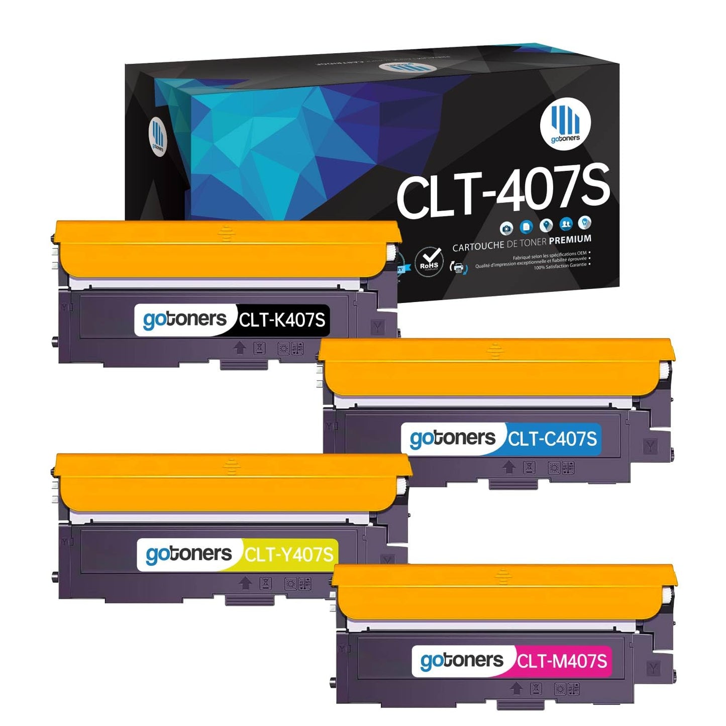 Gotoners Compatible Replacement Toner Cartridge CLT-407S CLT-K407S for CLP-320 CLX-3185 CLX-3180 CLX-3185N CLP-325W CLP-325 CLP-320N (4-Pack, Black Cyan Magenta Yellow)