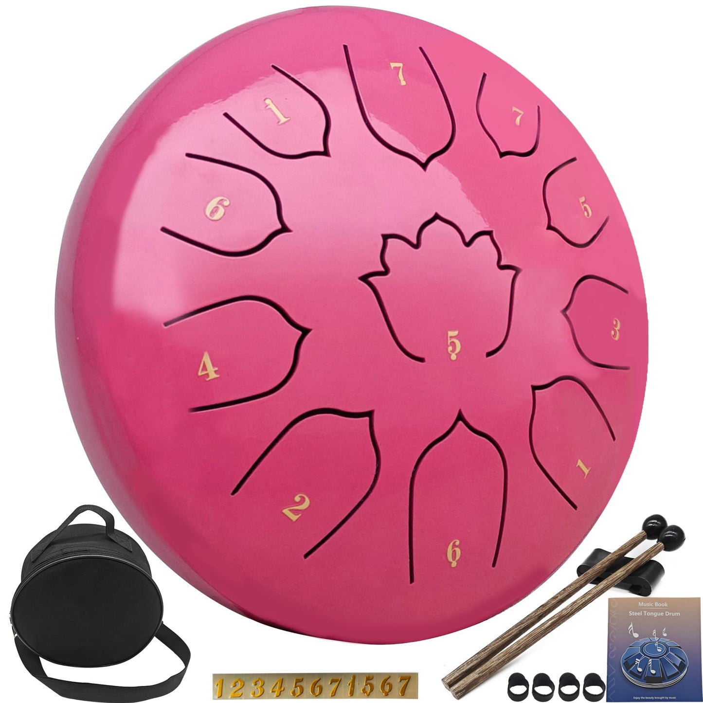 Rain Drum for Outside Garden, 8-Inch Steel Tongue Drum with 11 Notes, Percussion Instrument, Includes Packing Bag, Music Book, and Mallets, Ideal for Meditation, Yoga, and Relaxation
