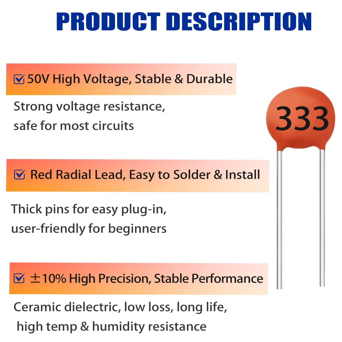 Hengzemei 3600PCS 36 Values Ceramic Capacitor Kit 50V1pF-100nF Multilayer Monolithic Ceramic Capacitor Assortment Red Ceramic Dielectric Capacitors for DIY,Industrial Control Electrical Repairs