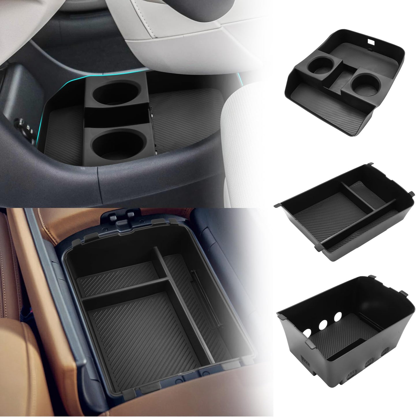 SHAOHAO 3 Pcs for 2026 Hyundai Palisade Center Console Organizer & Lower Organizer for 2026 Hyundai Palisade Calligraphy Accessories Console Tray Pliasade Hybrid Armrest Storage Box (Only for 7-Seat)