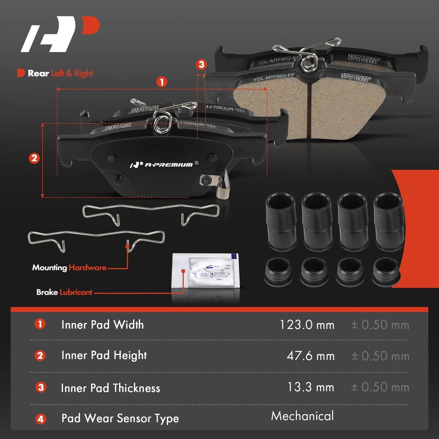 A-Premium Rear Ceramic Disc Brake Pads Set Compatible with Subaru Models - Ascent 2019-2024, Crosstrek/Forester 2019-2025, Legacy/Outback 2015-2025, WRX 2016-2024, 4-Pack