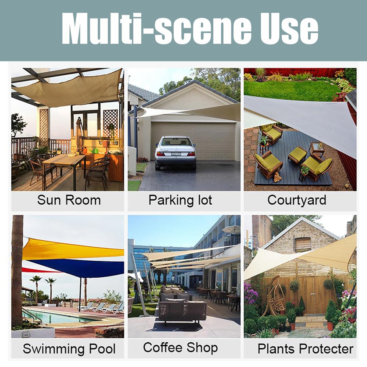 Insun 95% Sunscreen Anti UV Water Resistance Oxford Cloth Rectangle Sun Shade Sail Awning Shade for Outdoor Garden Patio Party Beige 10'x10'