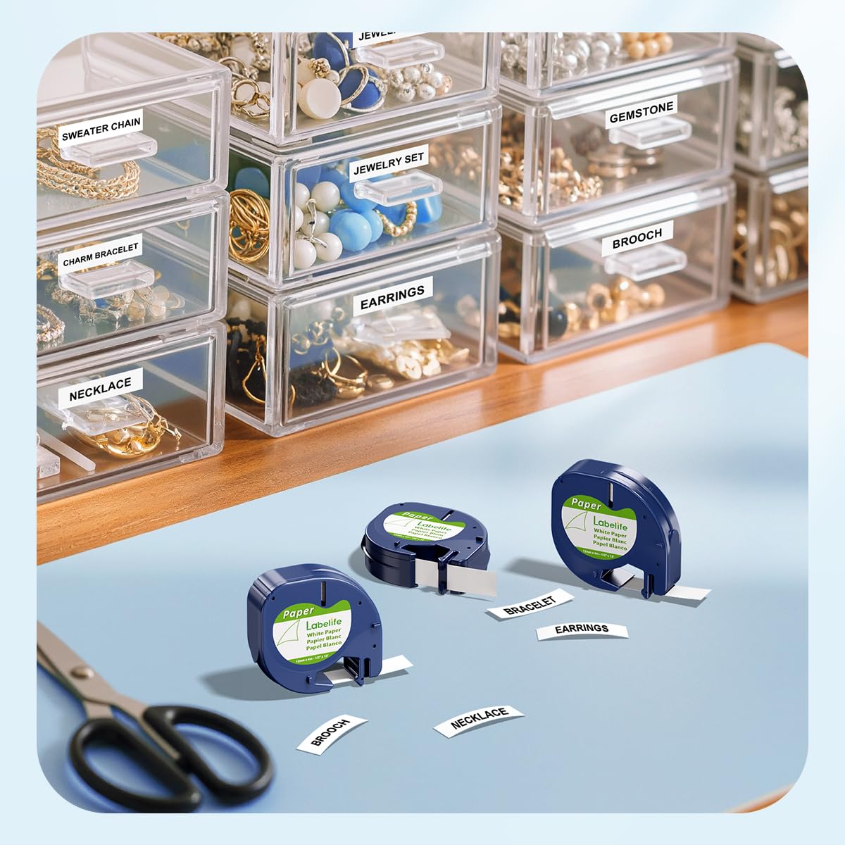 Compatible with Dymo Label Maker Refills LetraTag White Paper 91330 10697 Label Tape for Dymo Letra Tag LT-100H LT-100T Plus 200b QX50 2000 (10-Pack 12mm x 4m 1/2'' x 13')