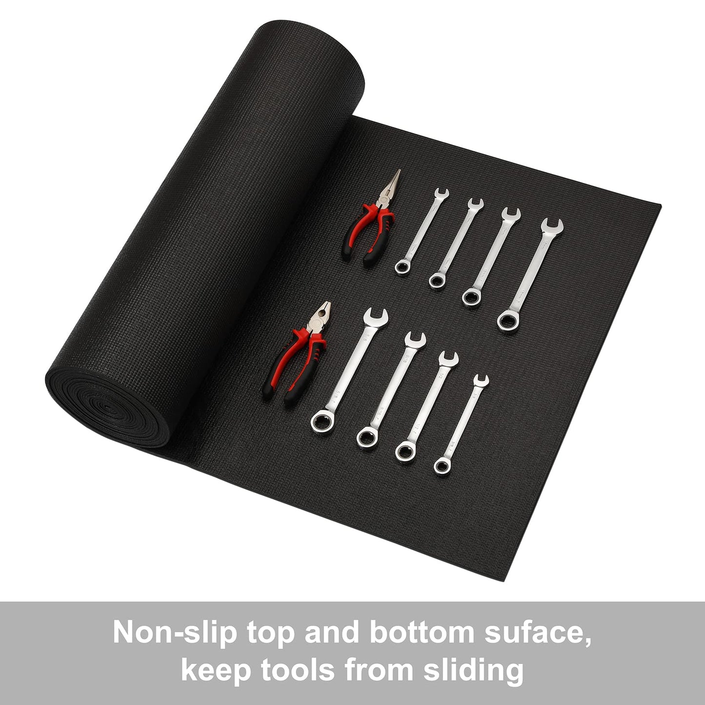 CASOMAN Professional Tool Box and Drawer Liner, Black, Easy Cut Non-Slip Foam Rubber Toolbox Drawer Liner Mat - Adjustable Thick Cabinet Liners, 24inch (Wide) X 24feet (Long)
