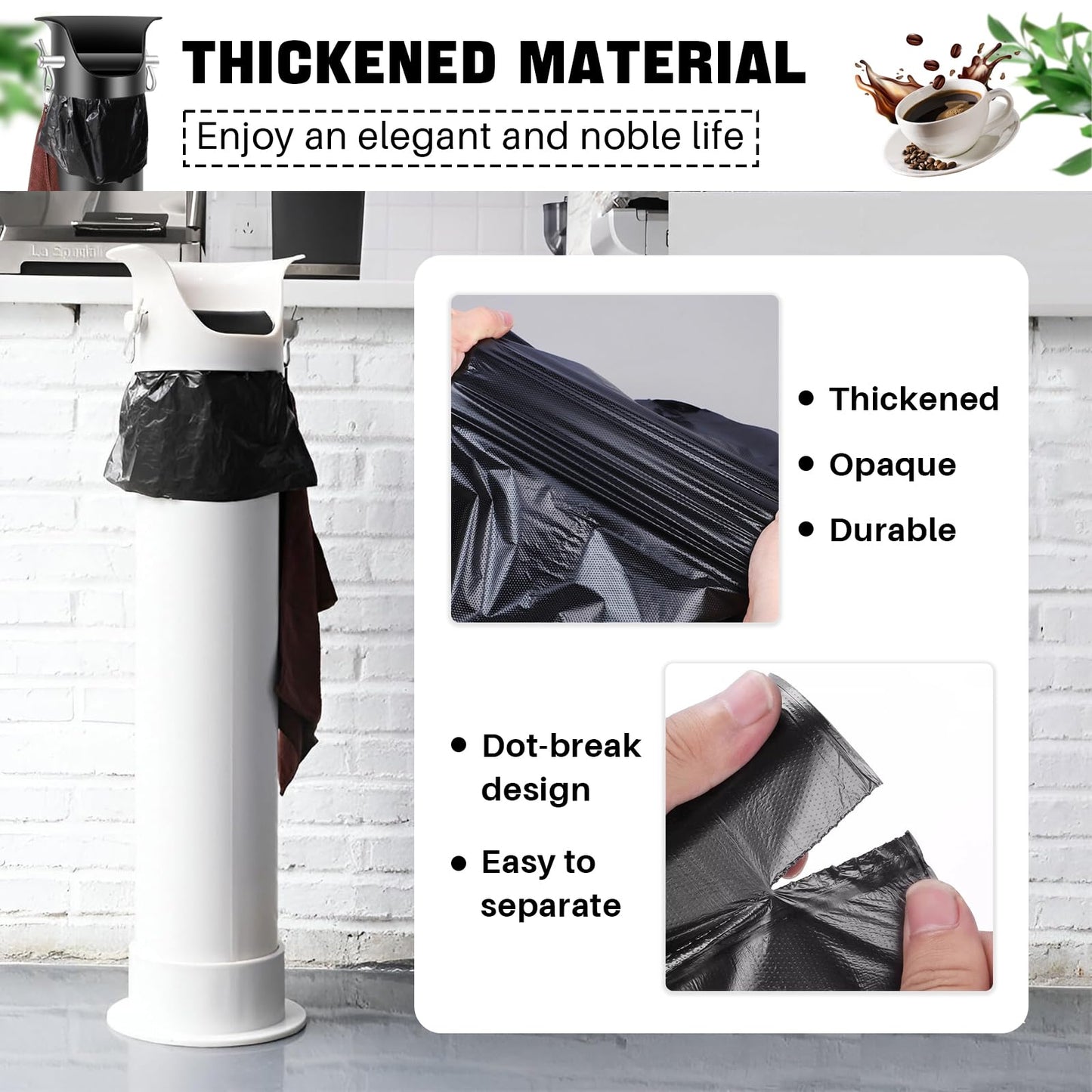 Espresso Knock Box Garbage Bags for Commercial Floor Standing coffee knock box Large trash bags for Coffee Grounds for Coffee Shop, Bar, Kitchen,Office (2Roll/50pcs)