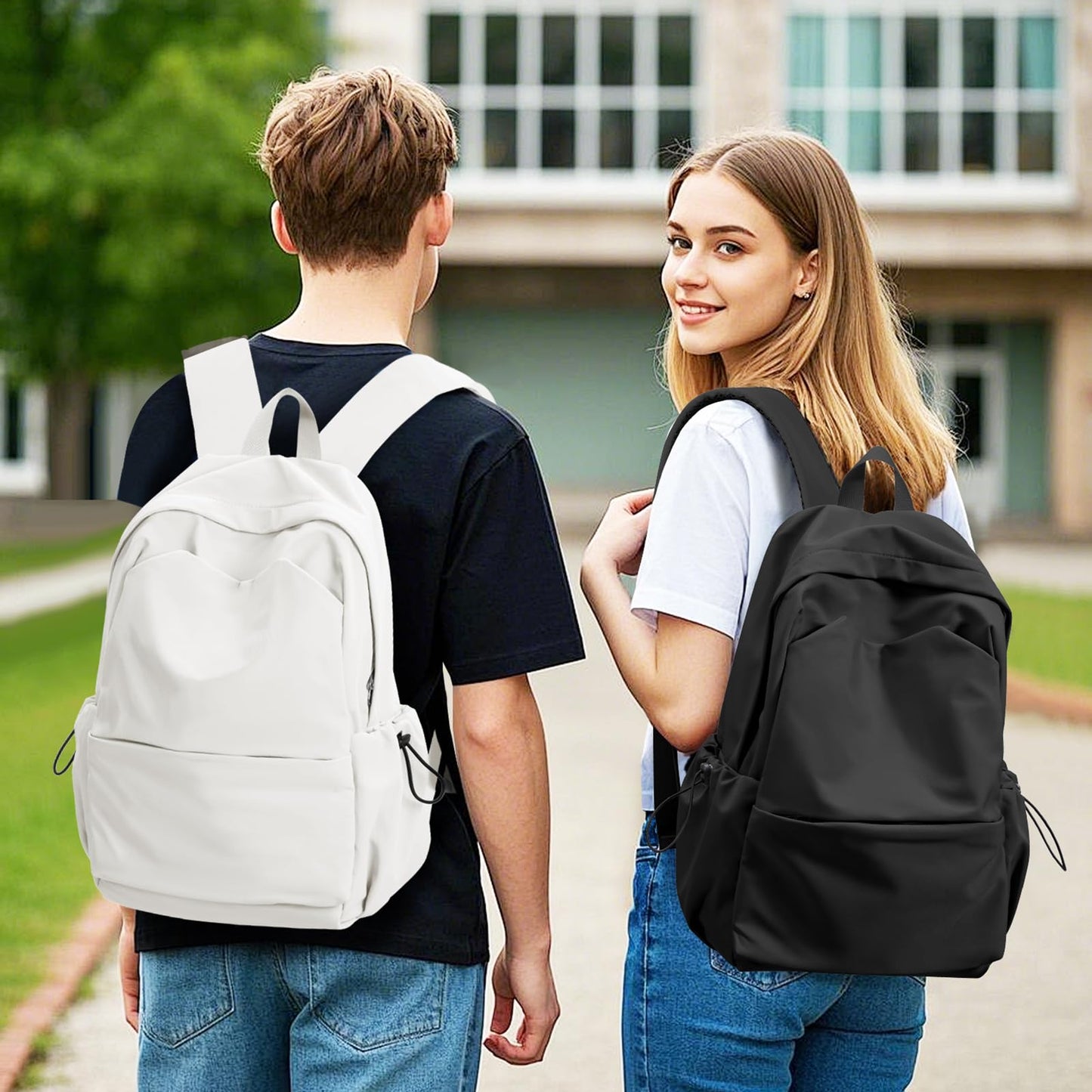 School Backpack for Women Men College High School Bag for Boys Girls Casual Daypack Laptop Backpack Waterproof Black Bookbag