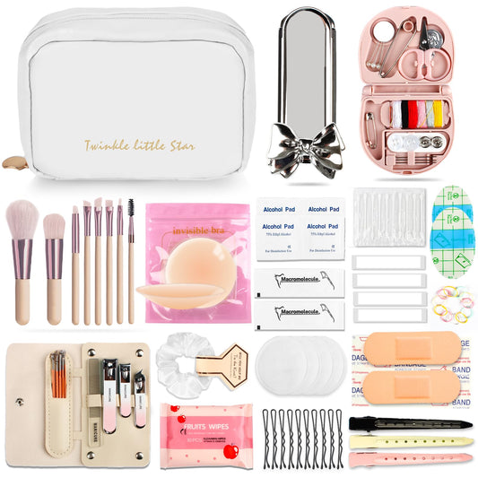 Bridal Emergency Kit 40+ Wedding Day Essentials Survival Set for Bride & Bridal Party (White)
