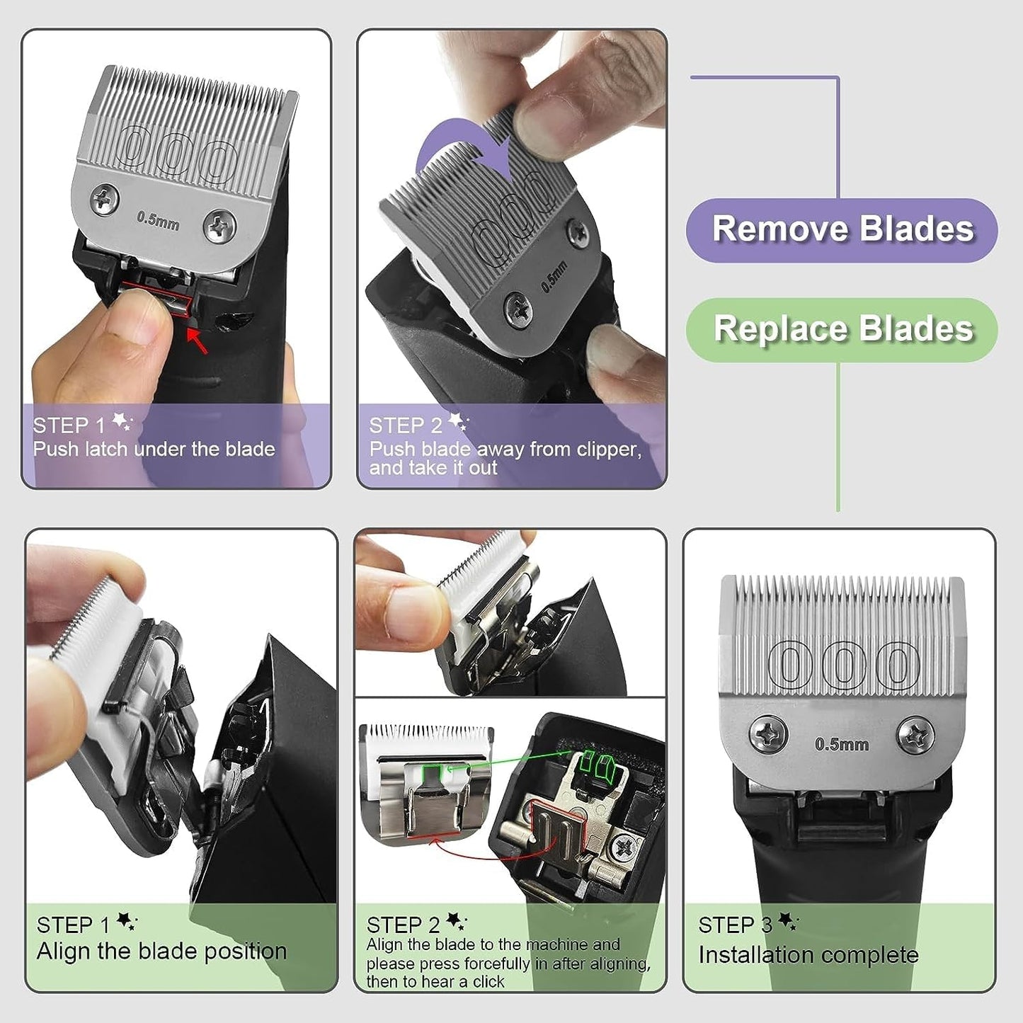 3-3/4 Detachable Replacement Ceramic Blades,compatible with oster Classic 76/Star-Teq/Power-Teq andi A*dis AGC,BDC,BGC,MBG Series Clippers，Size 3-3/4, 1/2-Inch（13mm）