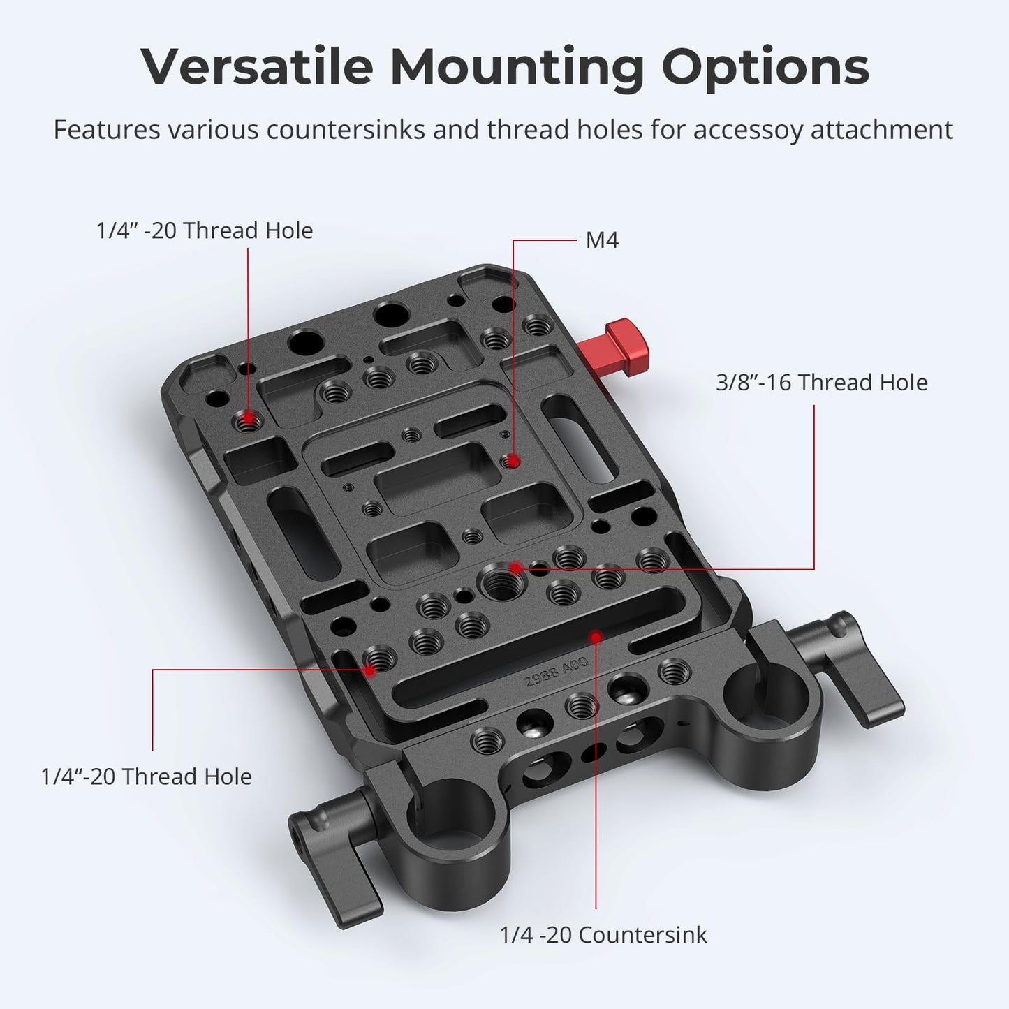 SMALLRIG V Mount Battery Plate, V-Lock Battery Plate with Dual 15mm Rod Clamp, 1/4"-20 & 3/8"-16 Threaded Holes V Mount Battery VB99 SE / VB99 / VB99 Pro, for Neewer PS099E