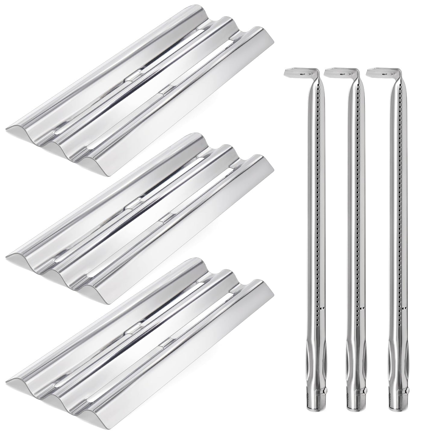 Hiorucet BBQ Replacement Parts for Napoleon LEX 485 605 730 Series, Napoleon Legend LD485RSIB, Napoleon Lifestyle L485, Stainless Steel Heat Plate Shield and Burner Tube for Napoleon BBQ Parts, 3 Pack