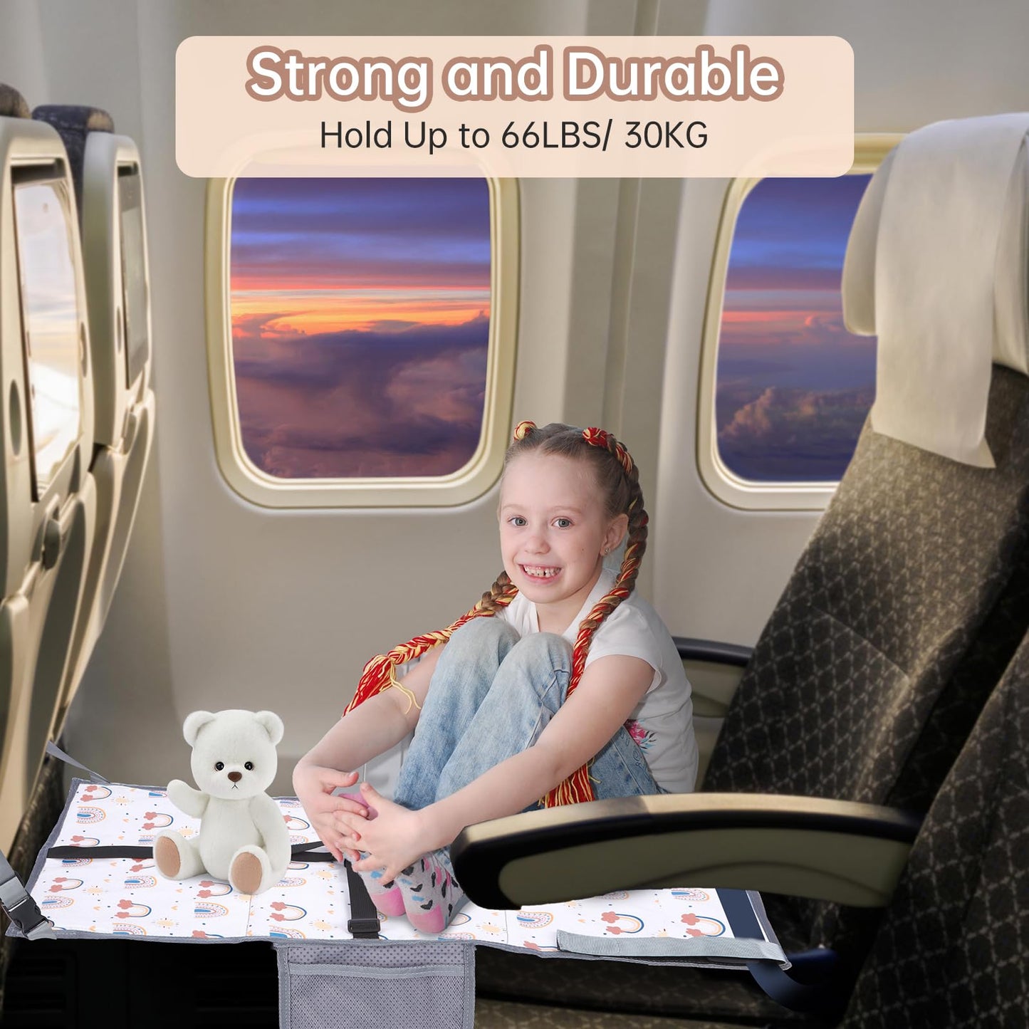 Newly Upgraded Seat Extender for Kids, Portable Airplane Bed for Toddler, Baby Hammock Travel Essentials, 79x44CM Foldable, Comfortable, Waterproof, Durable and Safe