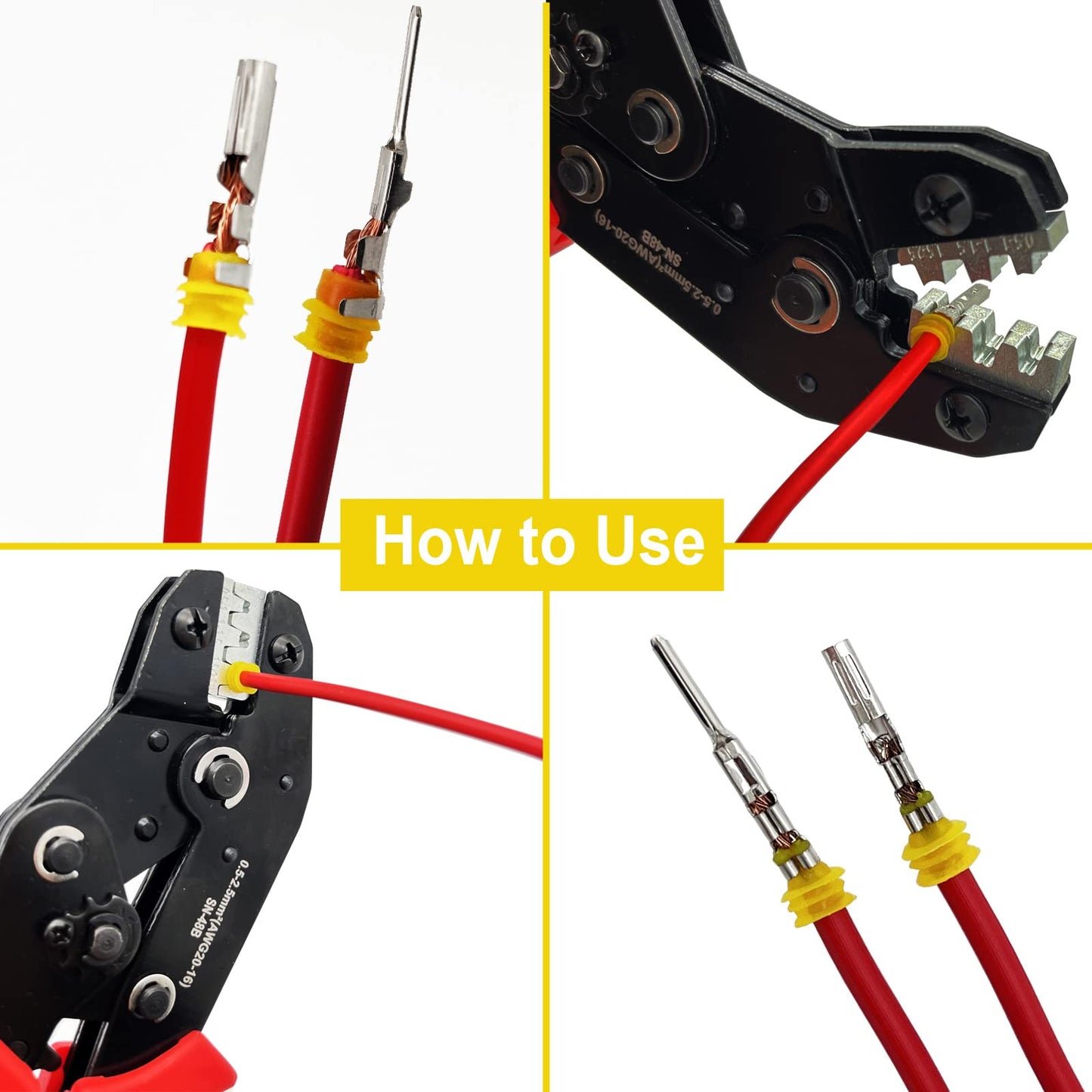 Twippo 800Pcs 50 Sets Waterproof Automotive Electrical Connectors Electrical Wire Connectors Plug Kit 1/2/3/4/5/6 Pin Waterproof Connectors with Ratchet Crimping Tool