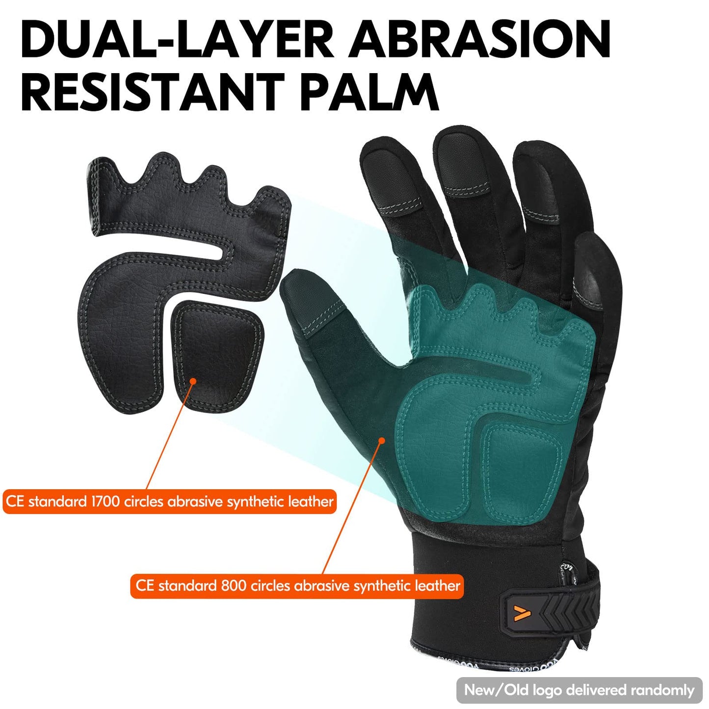 Vgo 1Pair -20℃/-4°F Warm Winter Mechanic Gloves, Cold Weather Waterproof Safety Work Gloves,Cold Storage or Freezer Use,w/3M Thinsulate Lining,Touchscreen(L, Black, SL8777FW)