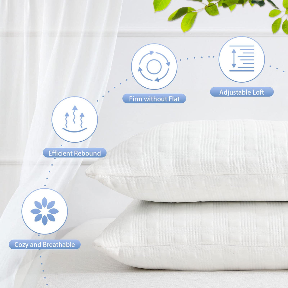 Meoflaw Cooling Pillows for Sleeping King Size Set of 2,Shredded Memory Foam Bed Pillow,Adjustable Loft King Pillow for Side & Back Sleeper-Medium Firm