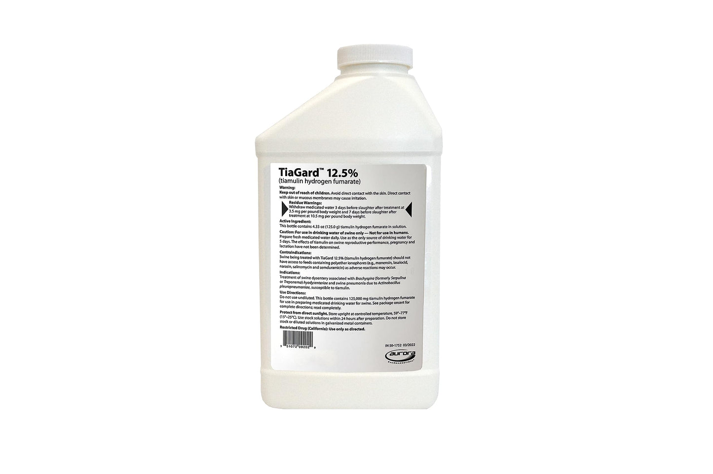 Aurora Pharmaceutical TiaGard 12.5% Liquid Concentrate, Generic for Denagard, 1L, One Liter