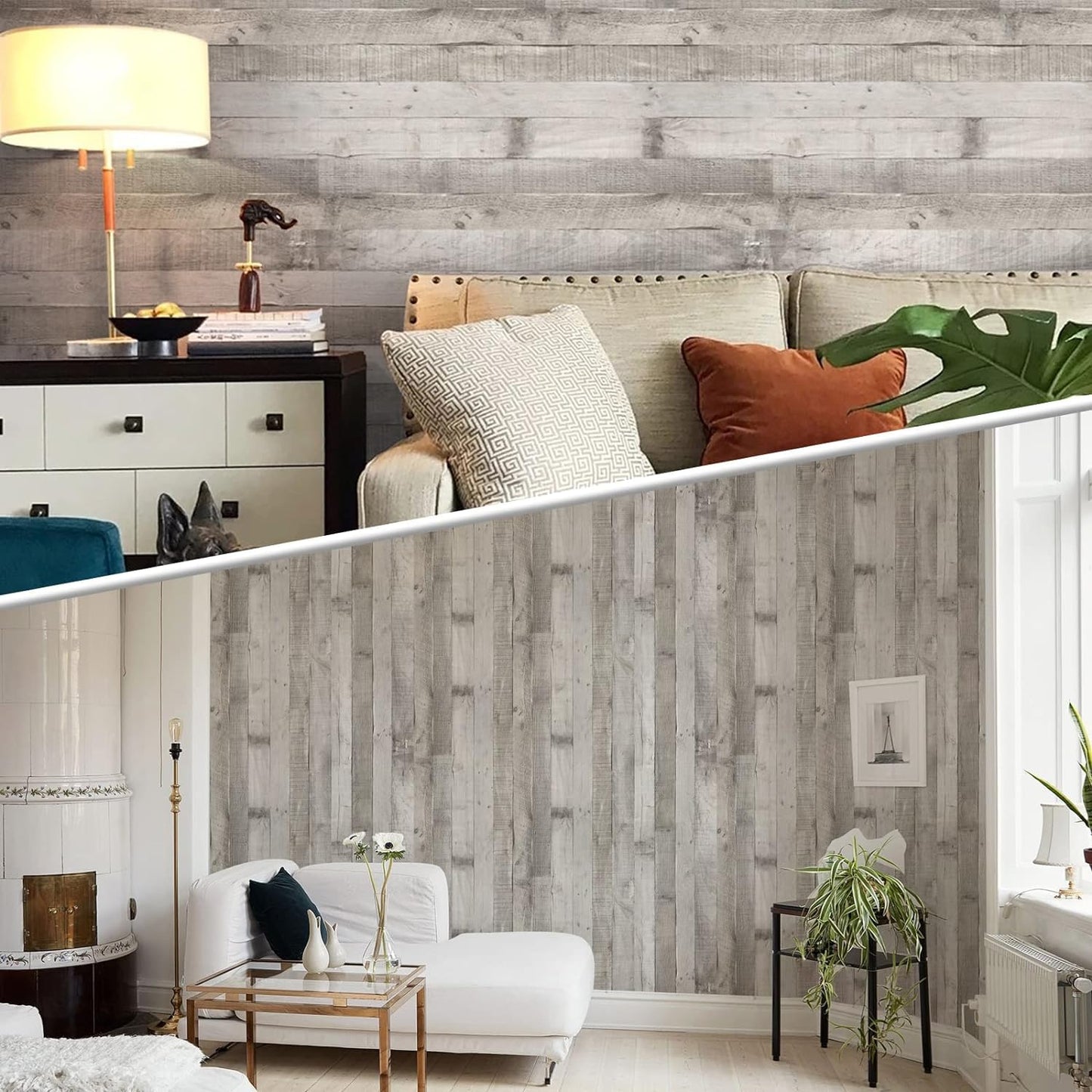 Meeyoga Matte Rustic Wood Peel and Stick Wallpaper, Thicken Self-Adhesive Contact Paper for Rooms, Water-free Paste Bathroom Peel Stick Wallpaper (OFF WHITE, 1.44‘×32.8’)