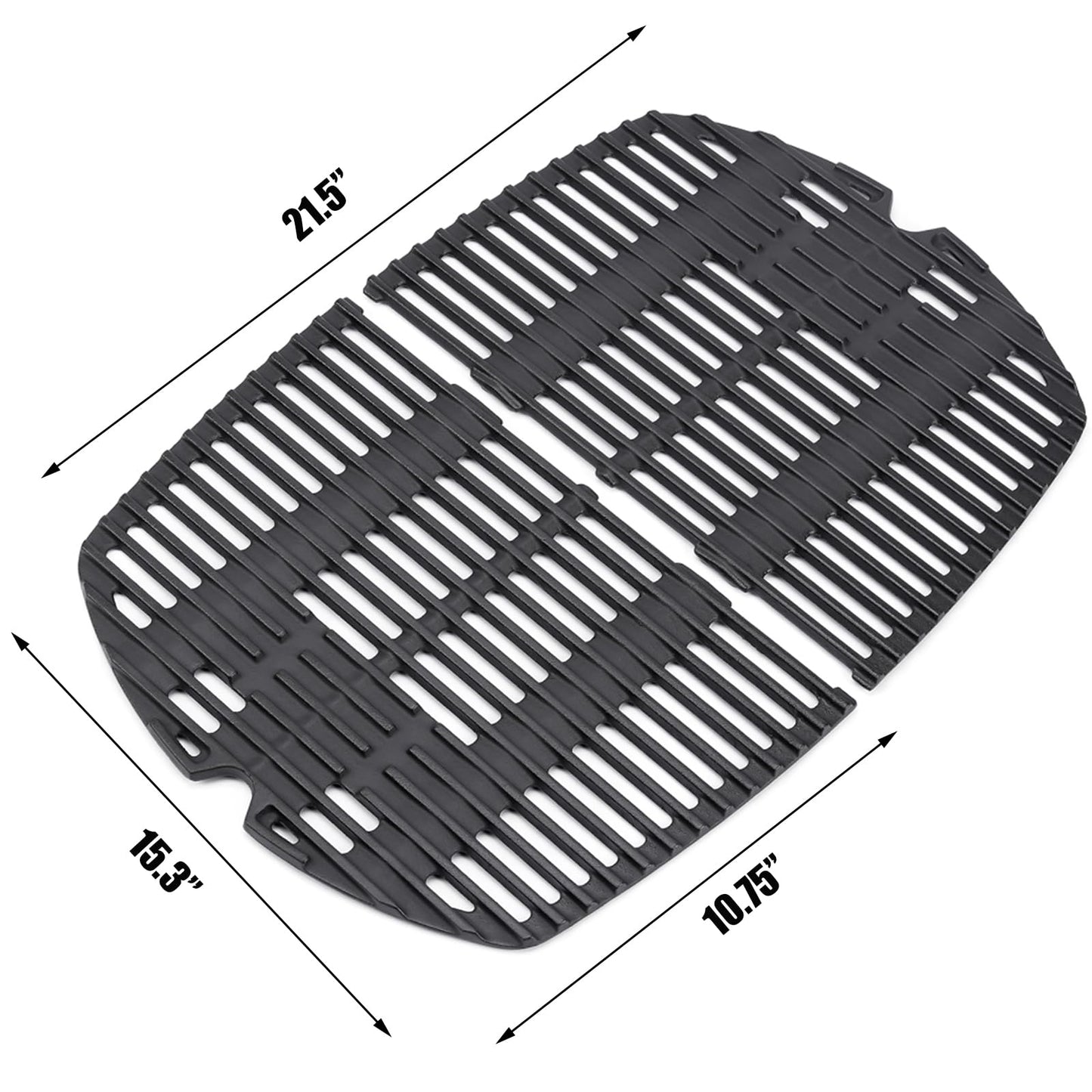 Uniflasy 7645 Cast Iron Cooking Grates 15.3"x10.75" for Weber Q200, Q220, Q2000, Q2400 Series Gas Grills, Grill Parts Grill Grates Replacement for Weber 7645, 65811, 69935, 2 Pack