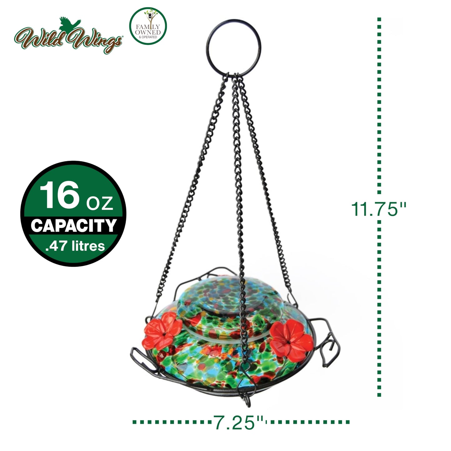 Wild Wings WWGHF1 Top Fill Hummingbird Feeder, Blue Sunset
