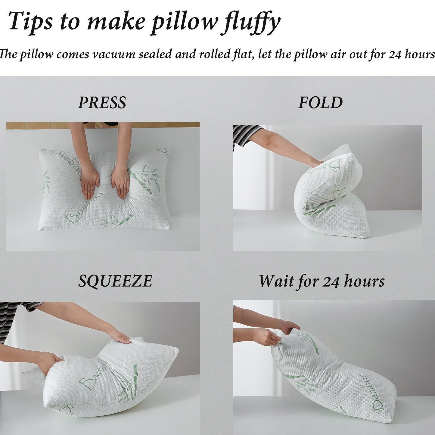 HOXXME Shredded Memory Foam Pillows for Sleeping, Cooling Bamboo Memory Foam Bed Pillow 2 Pack, Queen Size Firm Pillow Gel for Neck Support, Hotel Quality Bed Rest Pillow(Queen Set of 2)