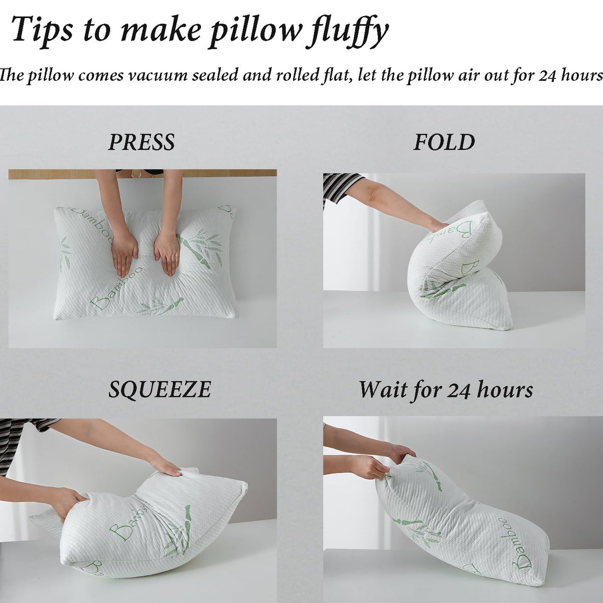 Shredded Memory Foam Pillows for Sleeping, Cooling Bamboo Memory Foam Bed Pillow 2 Pack, King Size Firm Pillow Gel for Neck Support, Hotel Quality Bed Rest Pillow(King Set of 2)