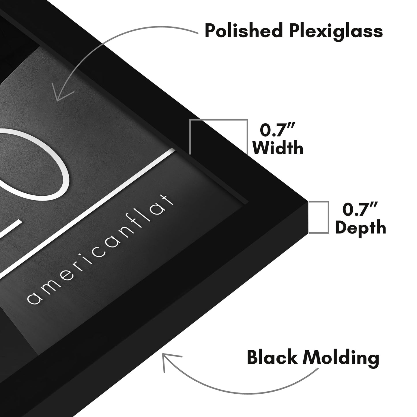 Americanflat 15x20 Picture Frame with Polished Plexiglass - Streamline Collection - Thin Border Picture Frame for Wall Display - Hanging Hardware Included - Black