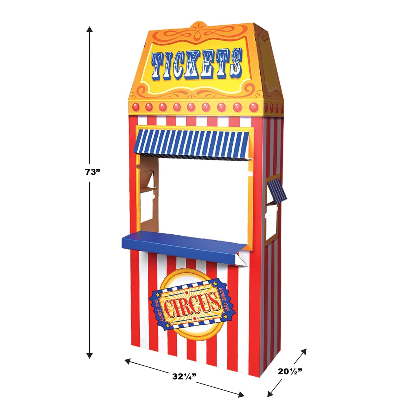 Beistle 3-D Circus Photo Booth Prop, Cardboard Ticket Booth, Carnival Themed Party Decorations, Fun Fair Party Supplies, 6' 1" x 35.25"