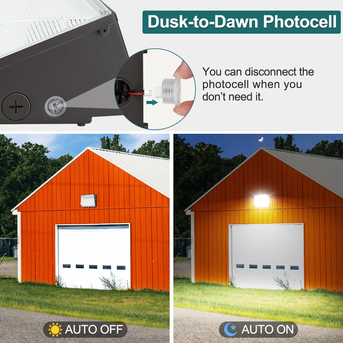 120W LED Wall Pack Light with Dusk to Dawn Photocell, 13200LM 5000K Daylight 100-277V, Waterproof Outdoor Commercial Wall Mounted Lights for Parking Lot, Yard, ETL Listed