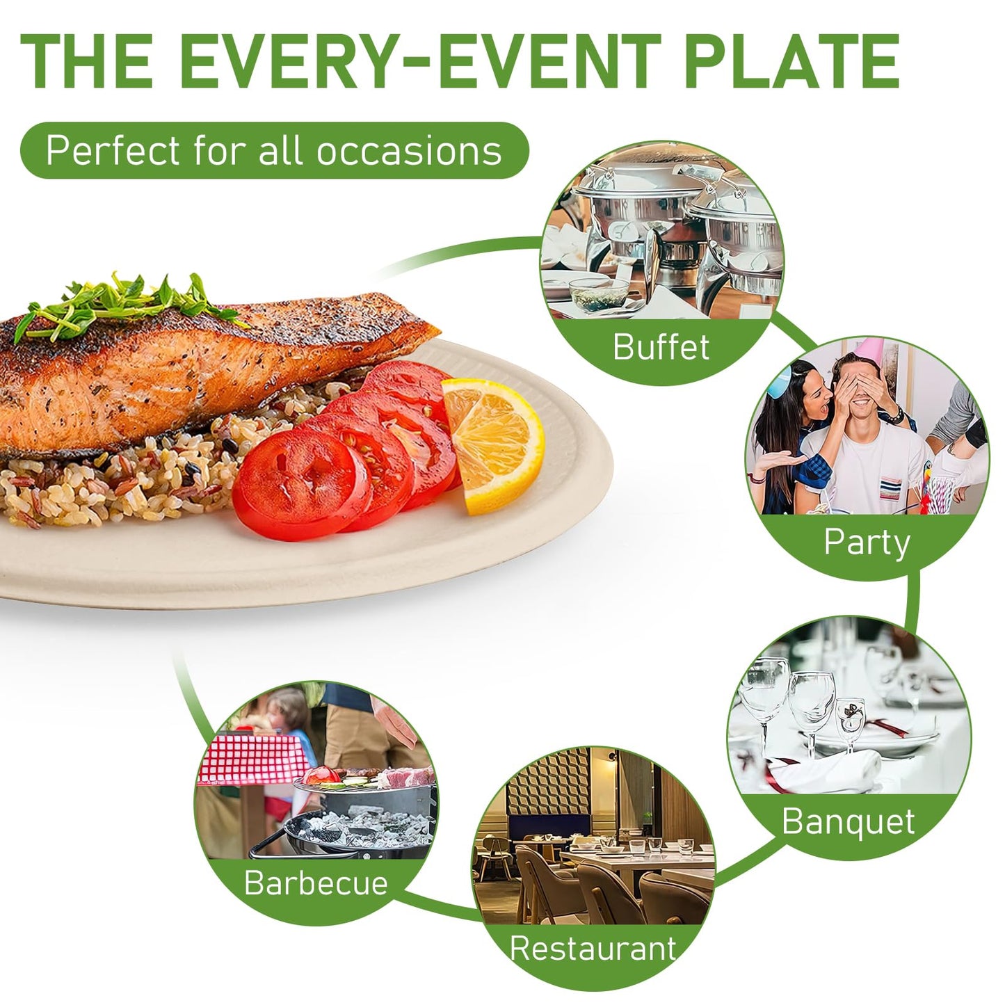 500 pcs Disposable Paper Plates, 6 Inch Bulk Heavy Duty Sugarcane Brown Paper Plates Compostable Plates for Dessert Party Appetizer Cakes Restaurant Party Supplies