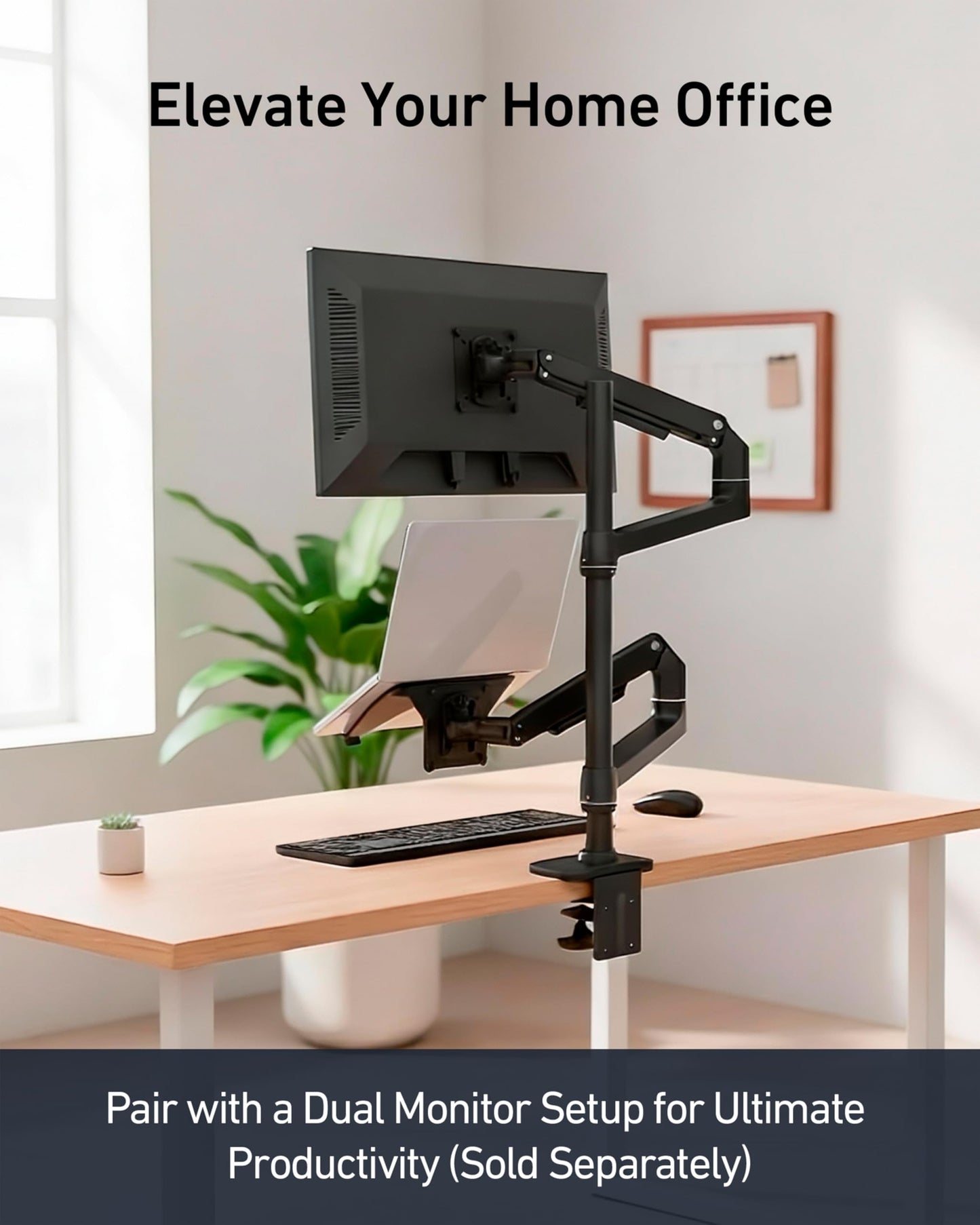 Ergounion VESA Laptop Tray for Monitor Mount, Holds Laptops up to 17.3 Inches and 28.6 lbs, Fits 100x100mm VESA, Notebook Tray Office Desk Accessories, Black