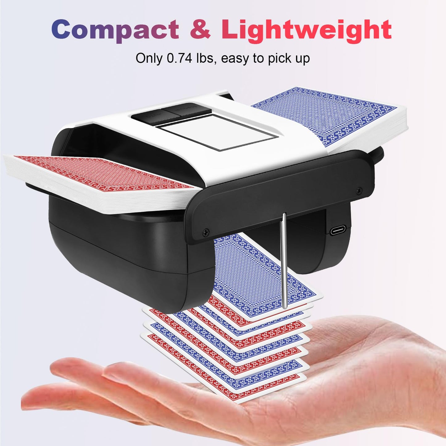 Automatic Card Shuffler for 1-2 Decks - Rechargeable Canasta Shuffler Machine - for Family Card Games Night - Birthday Gifts for Poker Lover, Senior w/Arthritis - Works Great with Phase 10, Blackjack