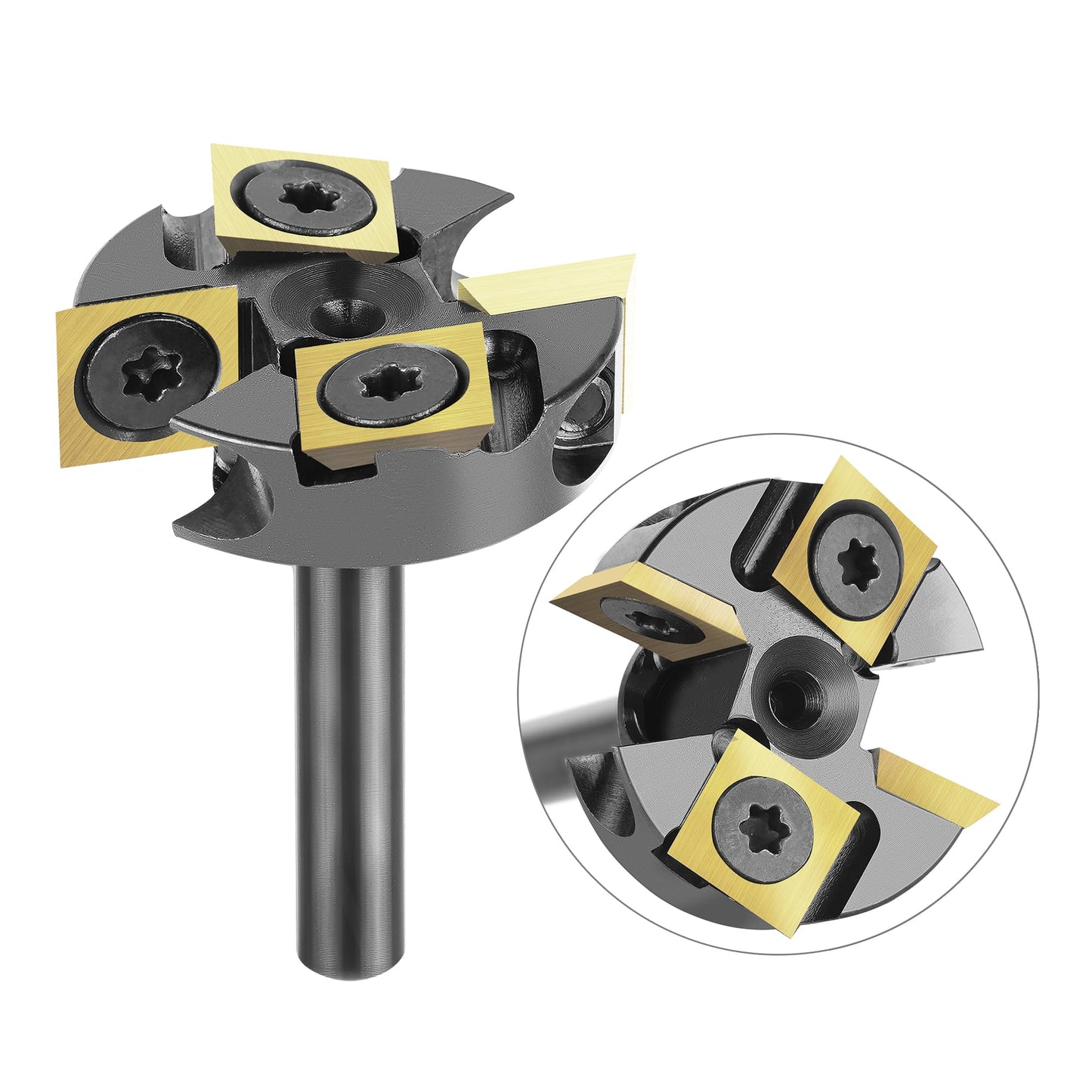 SpeTool 1/4 Inch Shank 1-1/4" Cutting Diameter Spoilboard Surfacing Router Bit 2+2 Inserts Cutter Planing Bit Flycutter with ATS Coated Insert