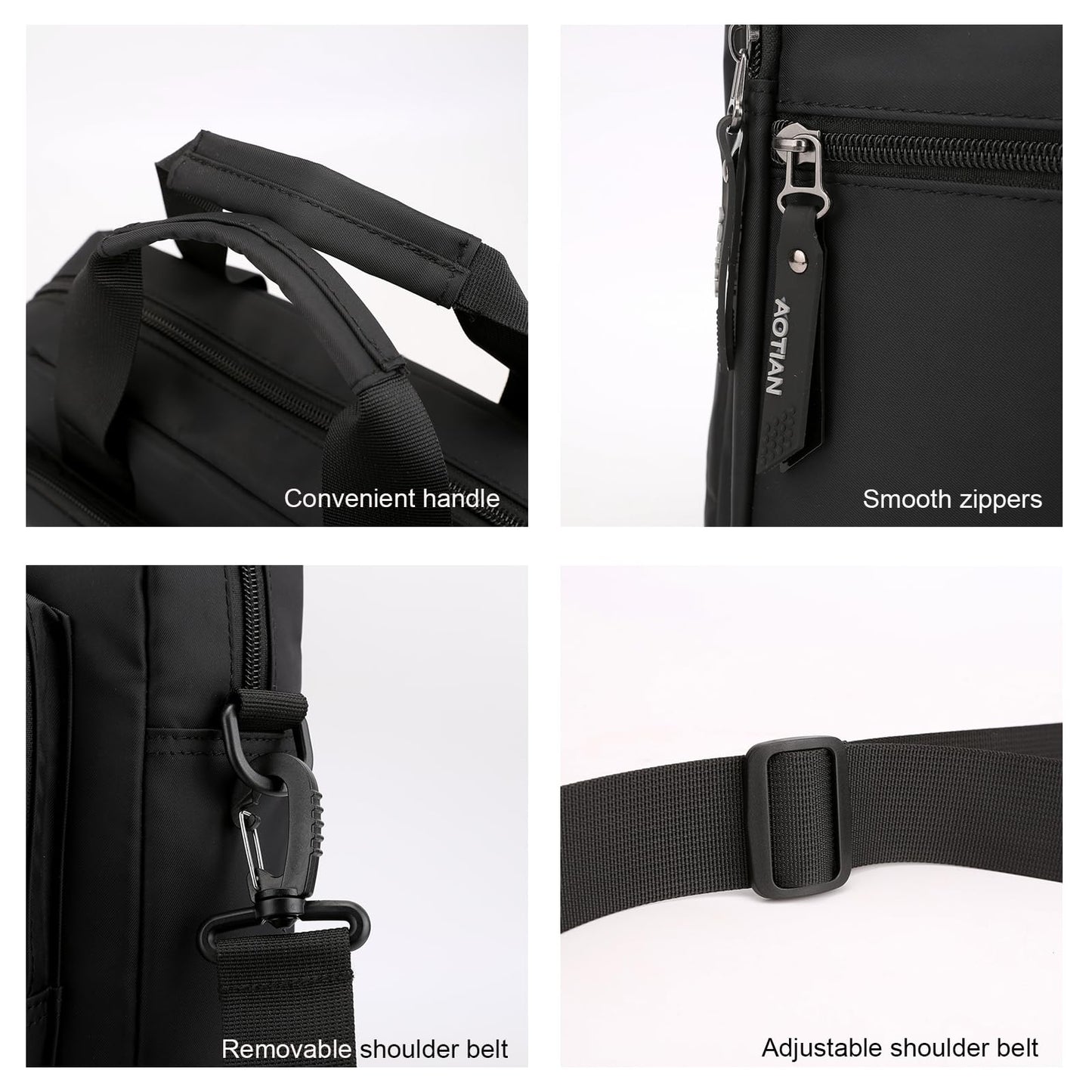Men's 14-inch Laptop Messenger Bag Nylon Large Shoulder Bag Business Waterproof Casual Black Crossbody for Work Travel Outdoor