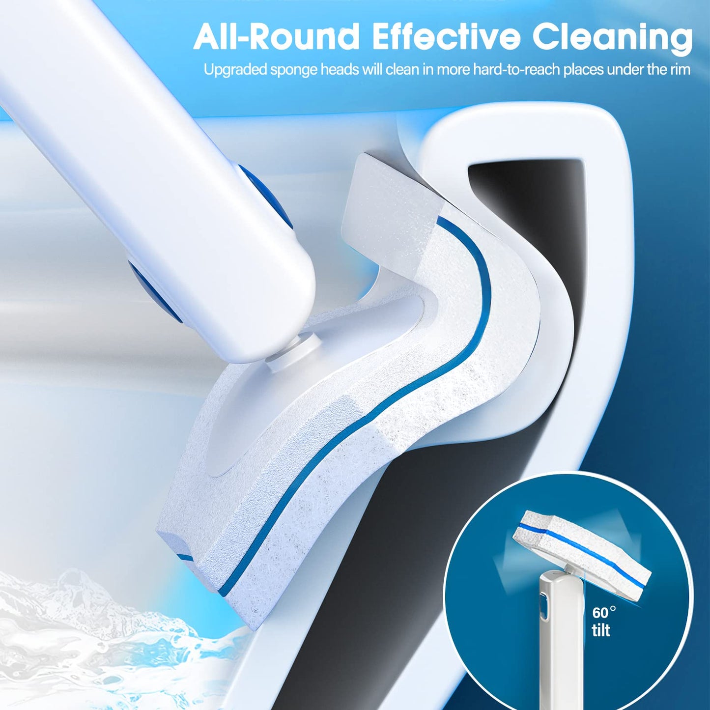 Disposable Toilet Brush with 48 PCS Toilet Refills, Disposable Toilet Cleaning System- Toilet Brushs, Storage Caddy and 48 Toilet Bowl Brush Refill Heads for Bathroom Cleaning