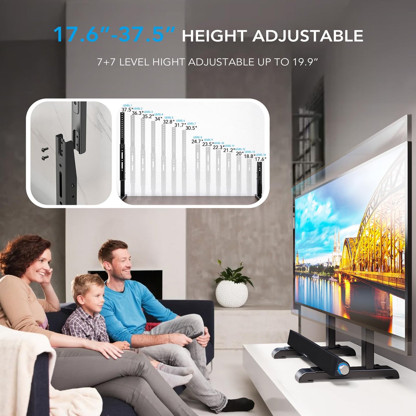 AX WABER Table Top TV Stand with Height Adjustable TV Legs Replacement for Most 37-86 Inch Flat Curved TVs,Steel TV Base Feet Holds up to 150 lbs with Cable Management, Max VESA 800x600mm Black