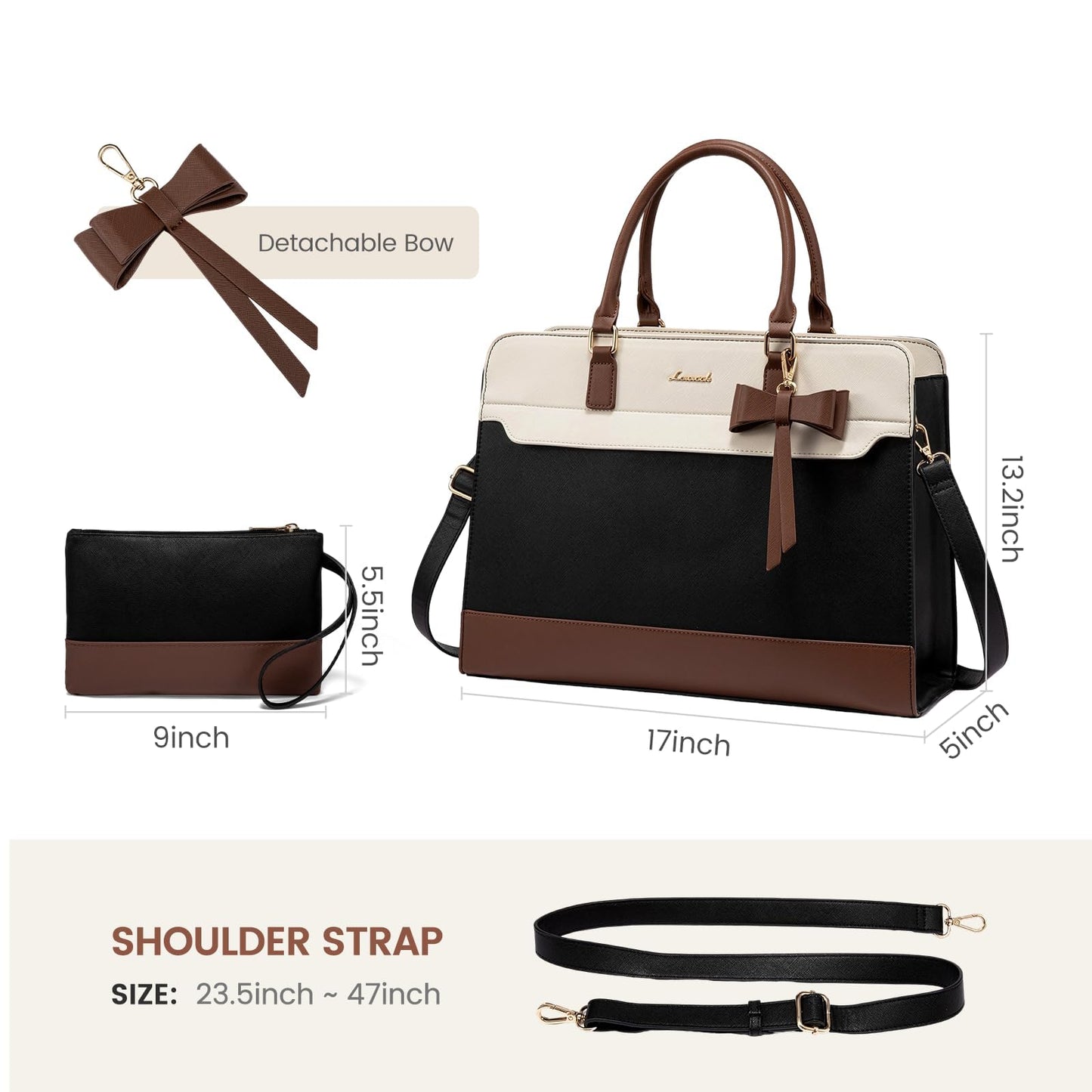 LOVEVOOK Laptop Tote Bag for Women, Leather Work Bag, Waterproof Business Teacher Bag, Large Computer Handbag Purse Briefcase, Office Gifts for Women