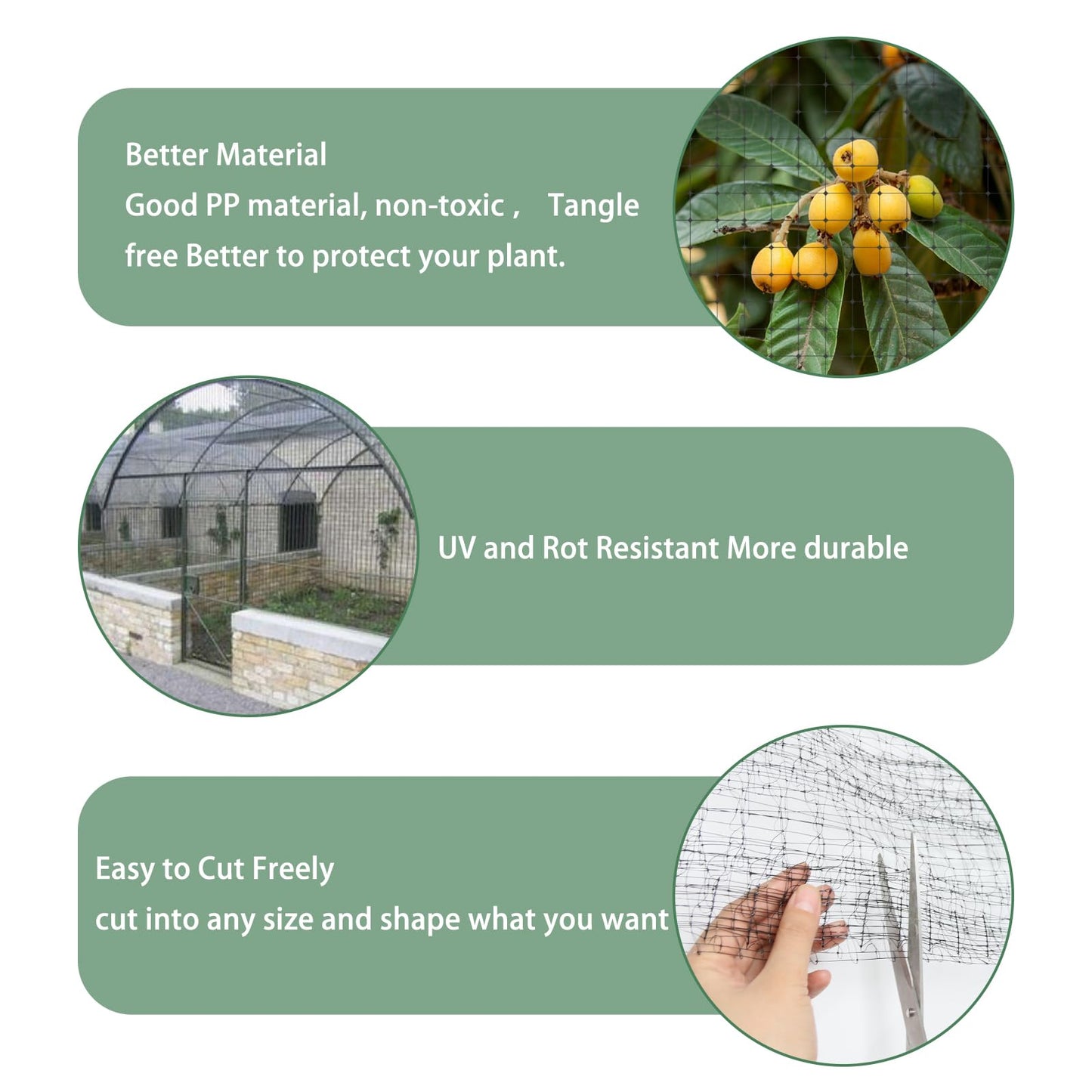 2pcs Bird Netting for Garden 7 x 100 Feet, Black Garden Protection Netting Heavy Duty Wire Mesh Net Barrier, Protect Plants Fruits Trees from Rodents Birds Deer Poultry Reusable Animal Fencing, Black