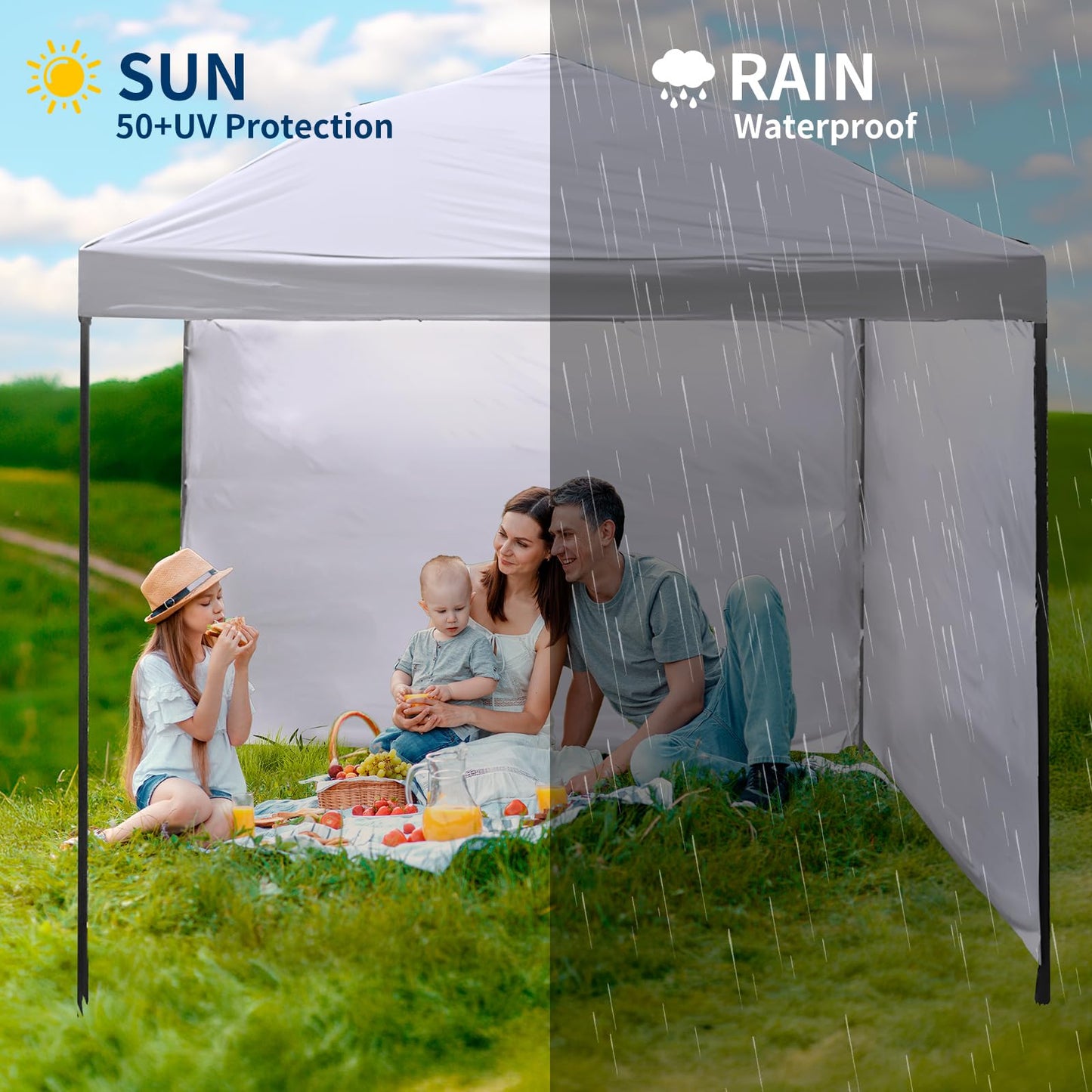 10x10 Canopy Replacement top,10x10ft Pop Up Canopy Top Cover,Silver Coated Replacement Canopy top for Straight Leg Canopy Frame,White(1 PCS Top Cover Only)