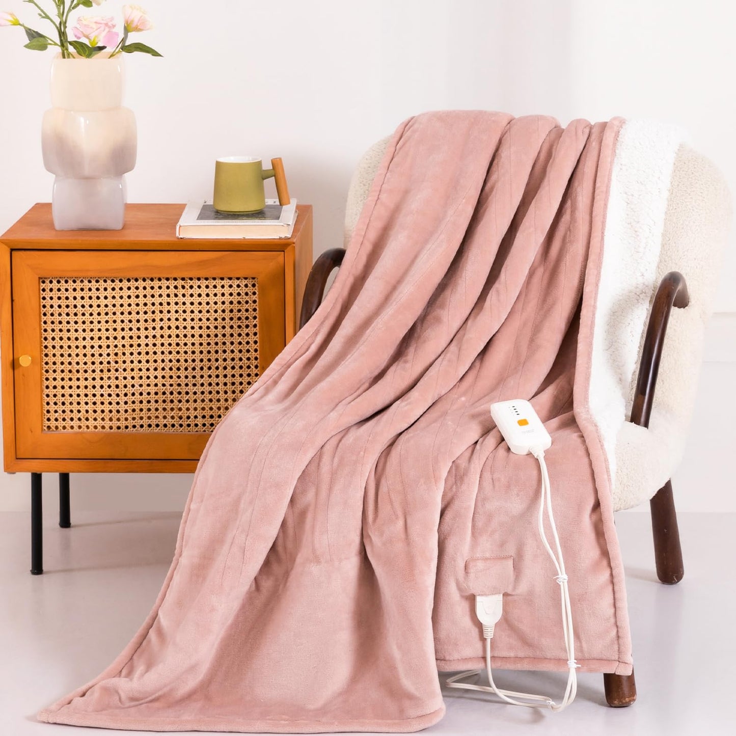 Templewet Heated Blanket Electric Throw 50" x 60" -Heated Throw Blanket with 4 Heating Levels & 3 Hours Auto Off,Machine Washable,ETL & FCC Certification,Over-Heat Protect（Candy Pink）
