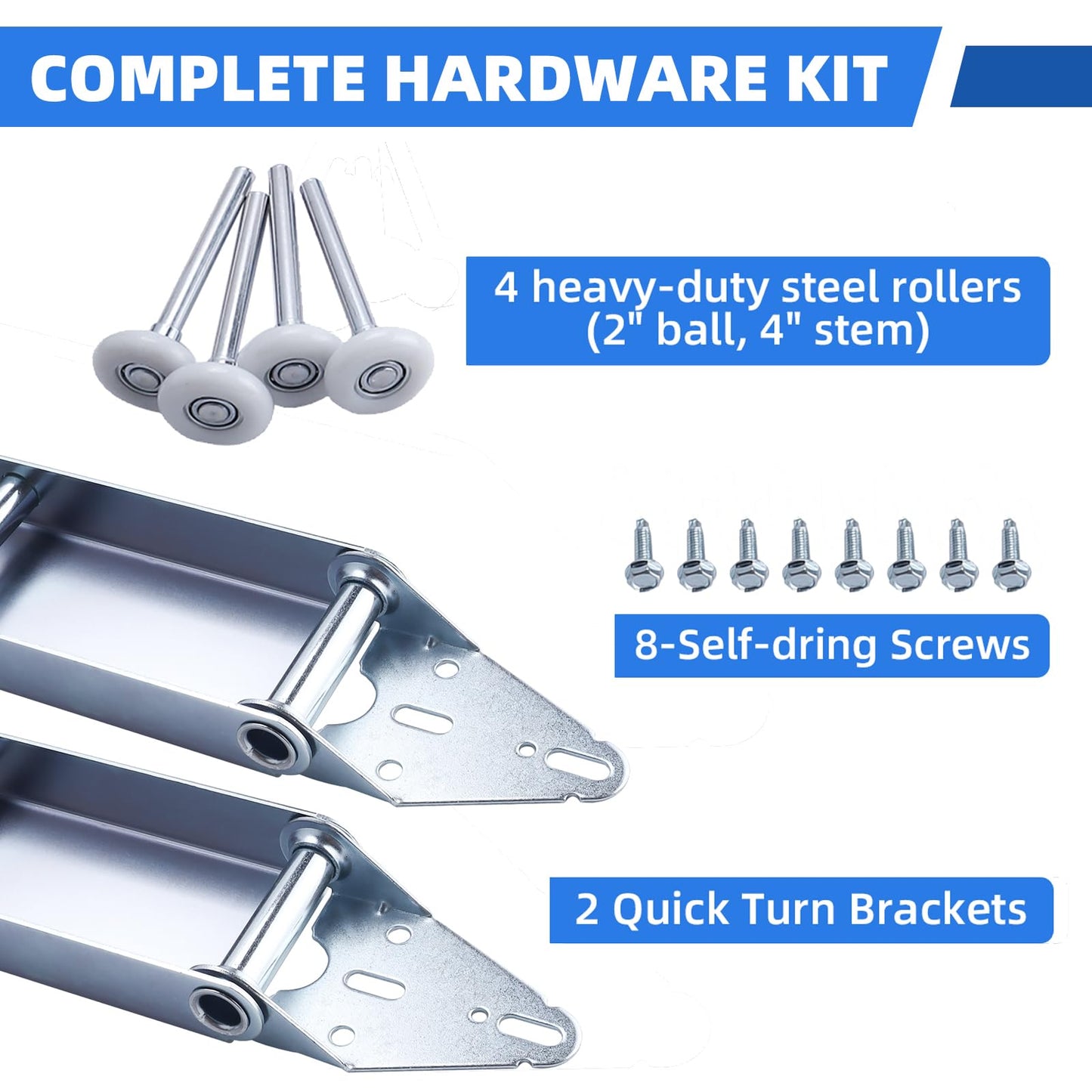 Patioer Garage Door Quick Turn Top Fixture Brackets, Includes Rollers and Screws, Essential Garage Door Parts and Hardware, Set of 2