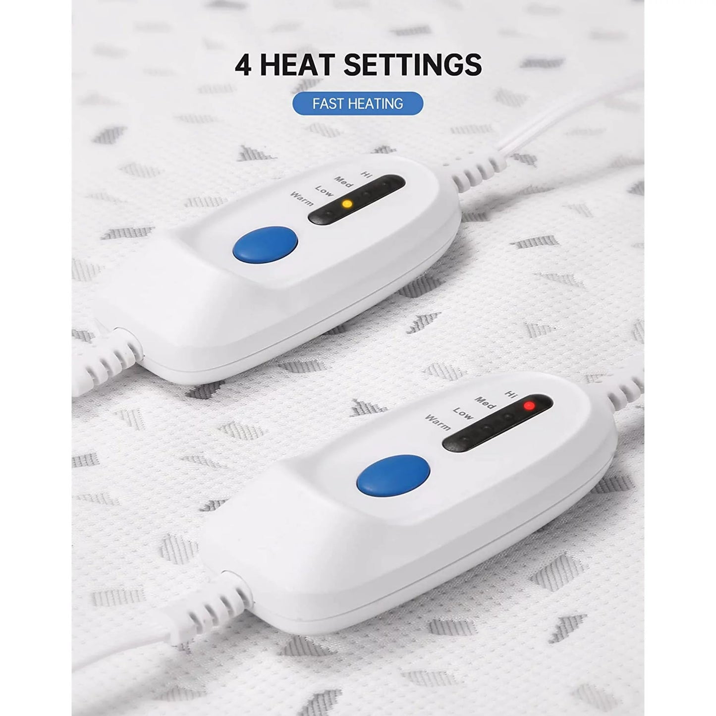 Electric Heated Mattress Pad, 60" x 80" Queen Size Underblanket with Dual Controllers, 4 Heating Levels & 10H Auto Off, 15" Deep Pocket, Machine Washable