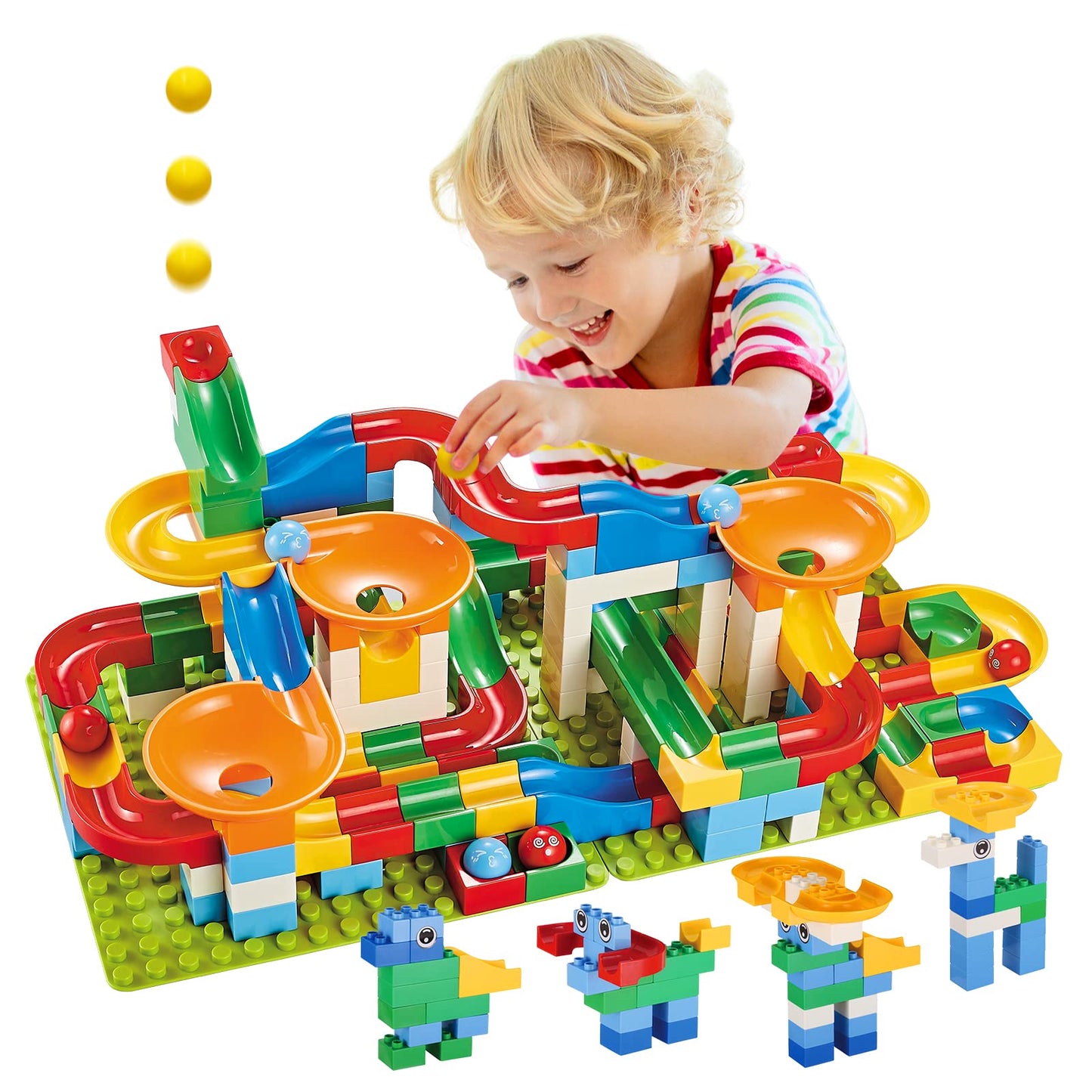176 PCS Marble Run Building Set for Kids, STEM Educational Marble Maze Toy, Creative Track Construction Blocks, Fun Gift for Boys & Girls Ages 3-10