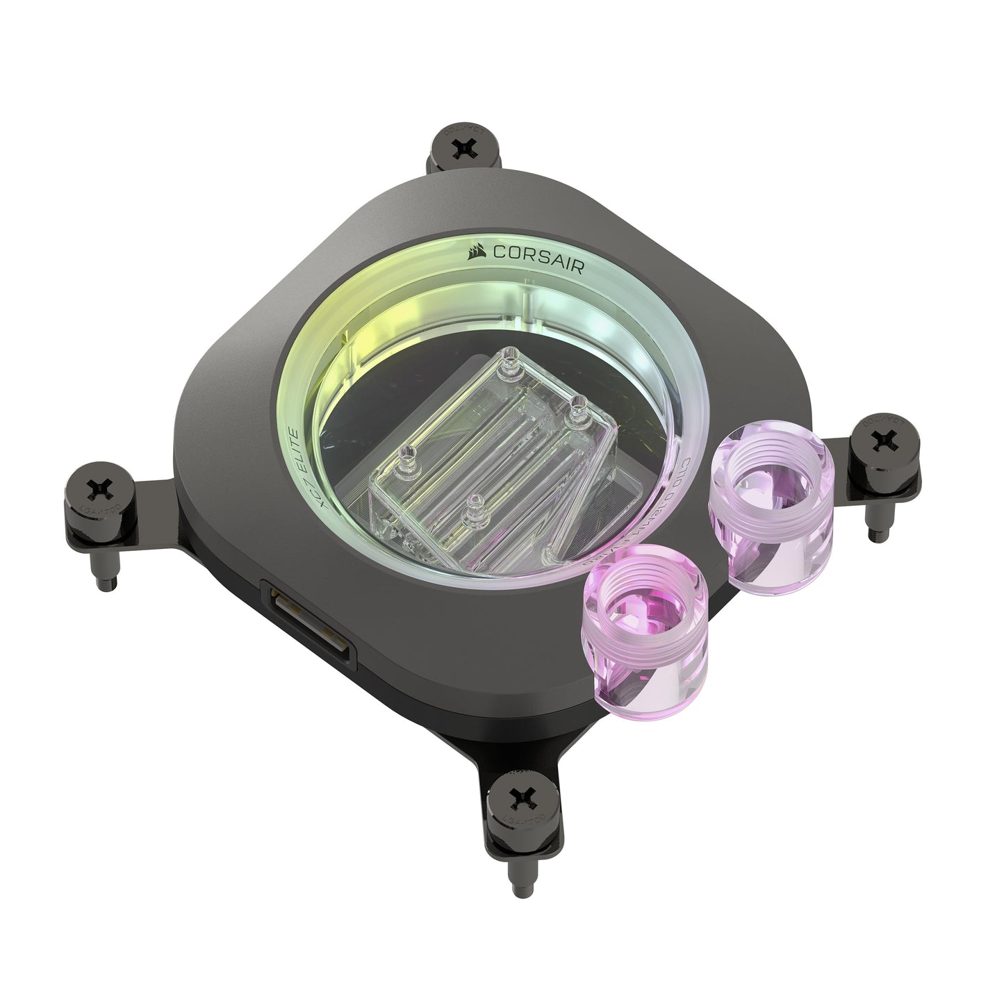 CORSAIR iCUE Link XC7 RGB Elite CPU Water Block - Transparent Flow Chamber - 24 RGB LEDs - Fits Intel® LGA 1700, AMD® AM5 and Older - Stealth Gray