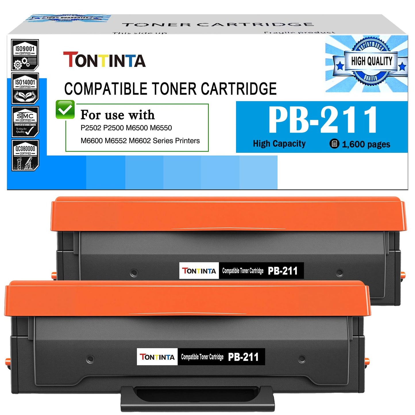 TONTINTA PB-211 PB211 Compatible Toner Cartridges PB-211EV PB211EV PB 211EV 1600 Pages 2 Blacks for 2500W P2502 P2502W P2500NW M6500N M6500NW M6500W M6550N M6550NW M6600NW M6600W M6552NW M6602 Printer