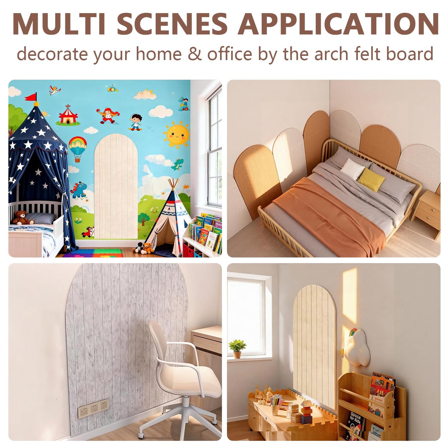 Large Bulletin Board for Wall, 47" x 23.6" Felt Corkboard with Pushpins, Display Decor Tiles for Photo Office Home Kitchen (Light Camel)