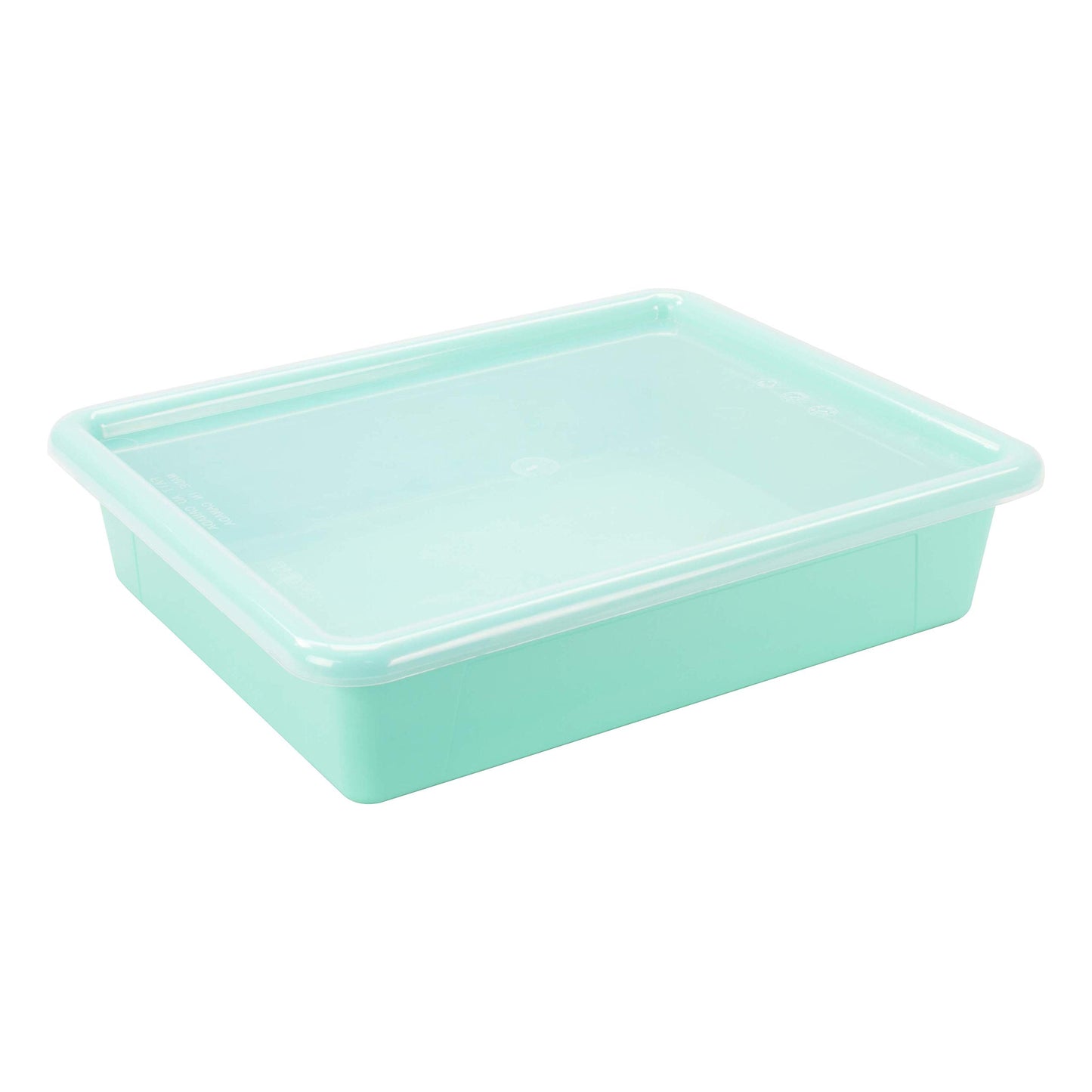 Storex Letter Size Flat Storage Tray – Organizer Bin with Non-Snap Lid for Classroom, Office and Home, Teal, 5-Pack (62541A05C)