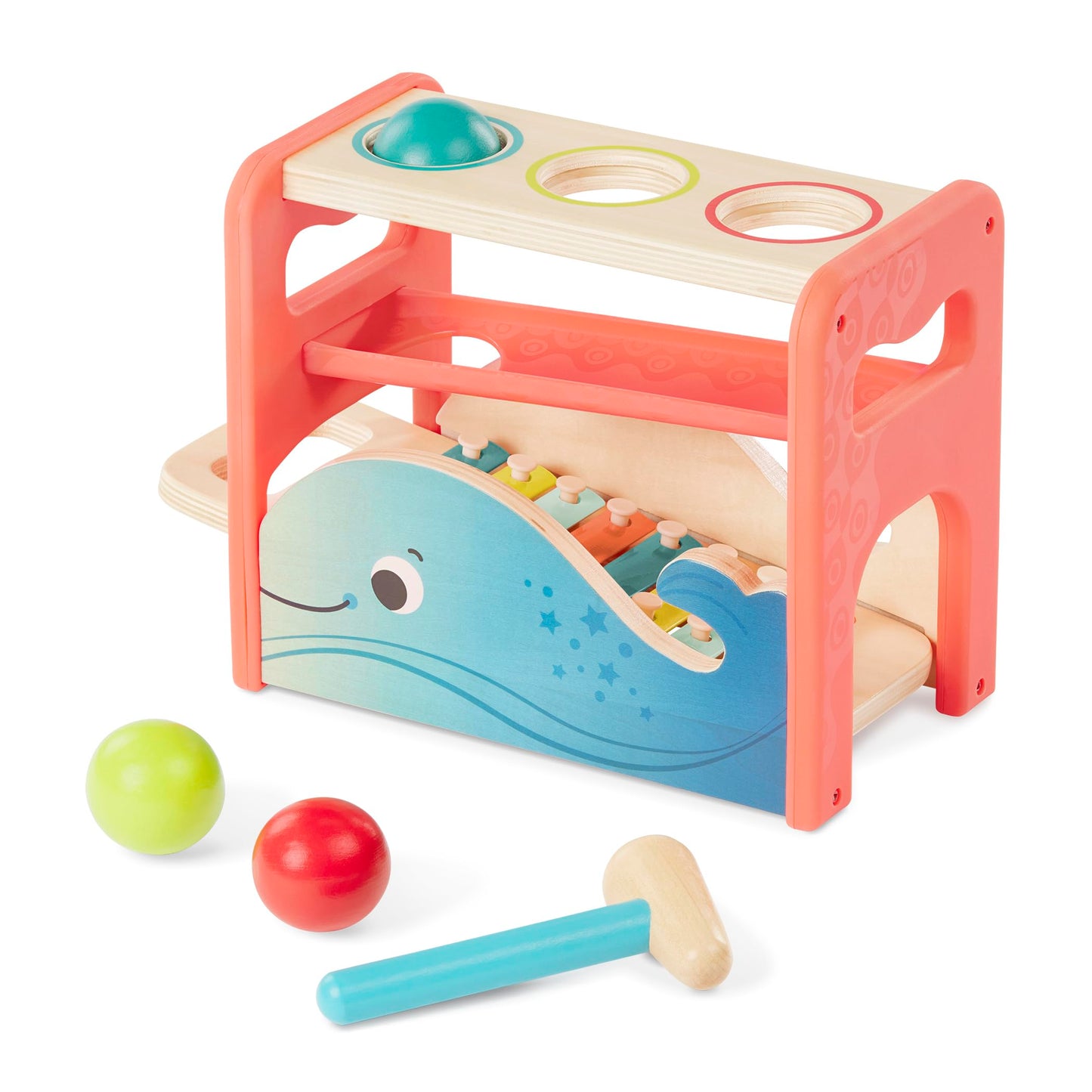 B. Toys – Xylo – Pound Whale – Musical Instrument – Wooden Hammer & Balls – Developmental Toy for Toddlers – 1 Year +
