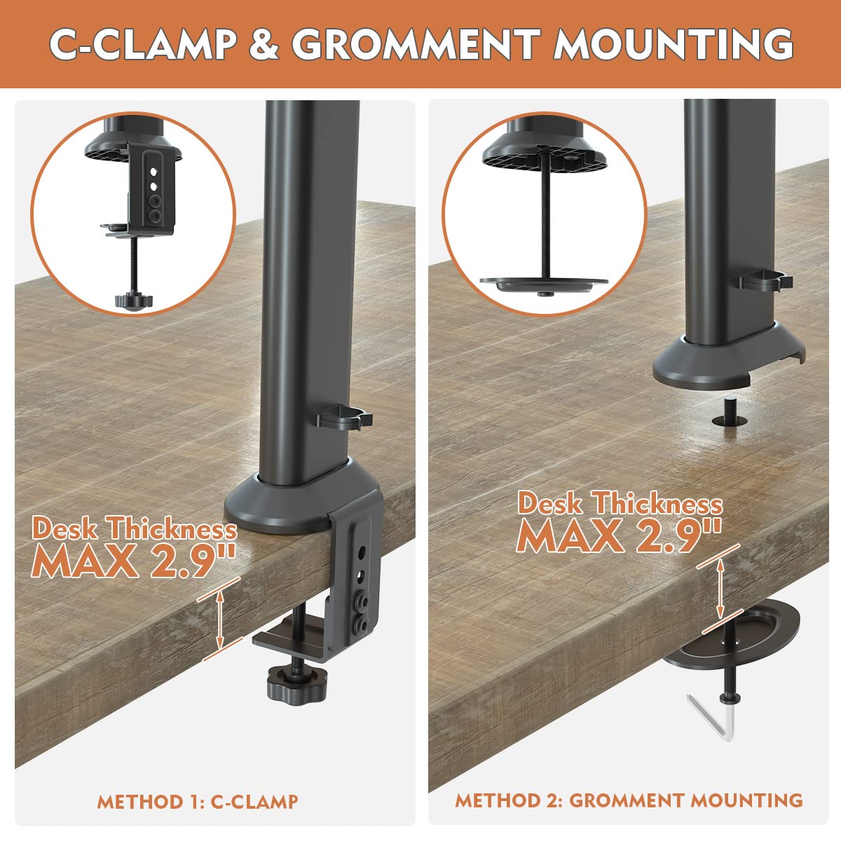 HEMUDU Single Desk Monitor Arm Mount Stand Fit for 13 inch to 32 inch Flat Curved Computer Screen with Swivel, Height Adjustable, Rotation,Holds up to 77lbs, Black