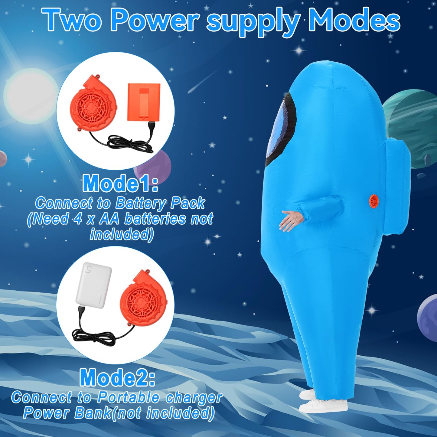 Inflatable Costume for Kids,Halloween Costumes Funny Blow Up Space Suit Costumes,Cosplay Game Fans (Blue)